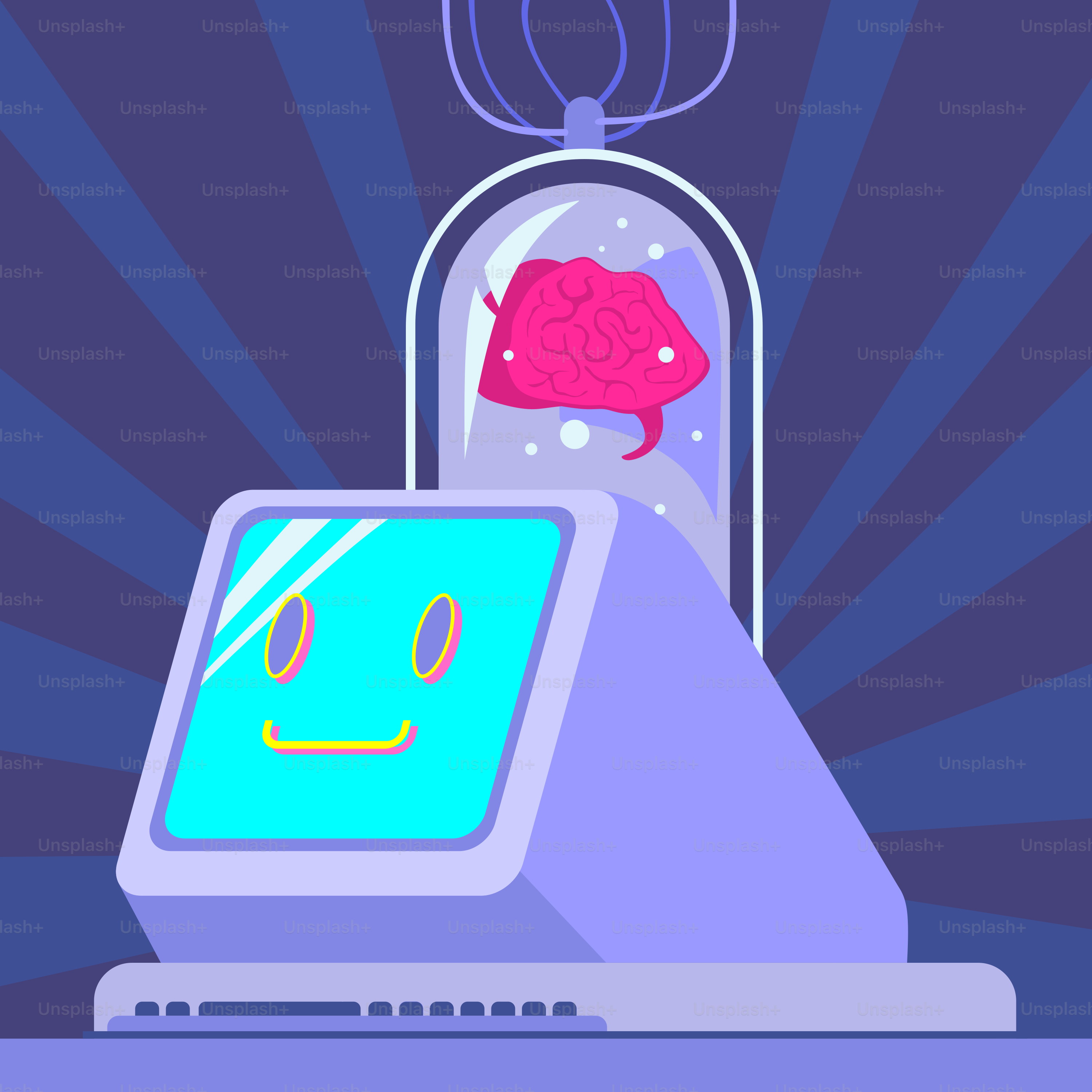 A computer with a brain inside of it