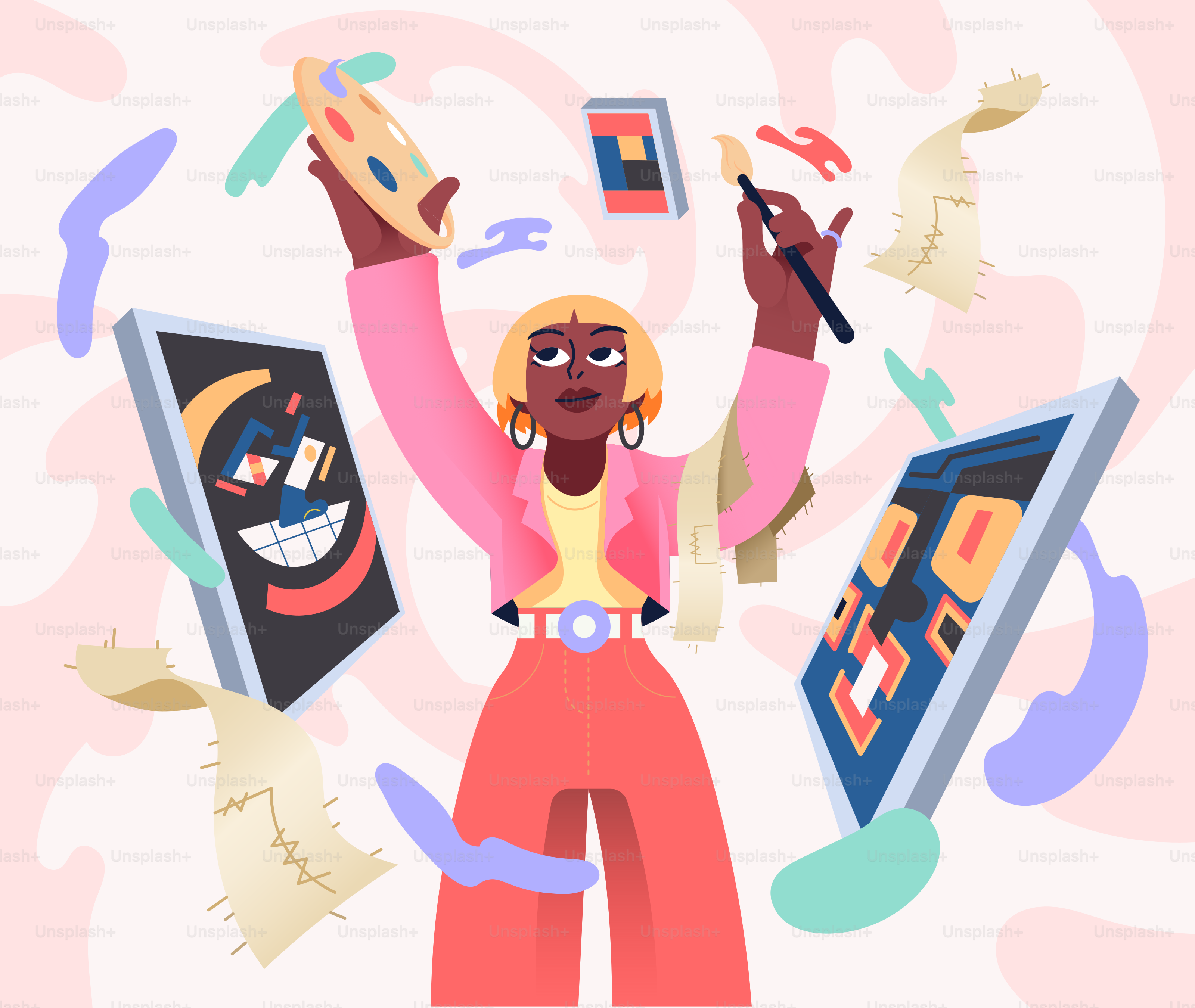 A woman with her hands up in the air