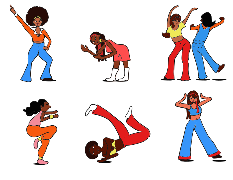 A group of women doing different poses