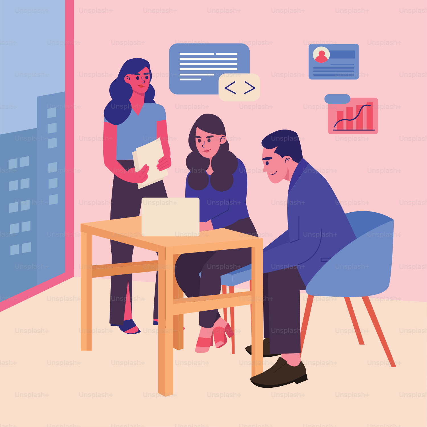 Eine Gruppe von Menschen, die um einen Holztisch saß