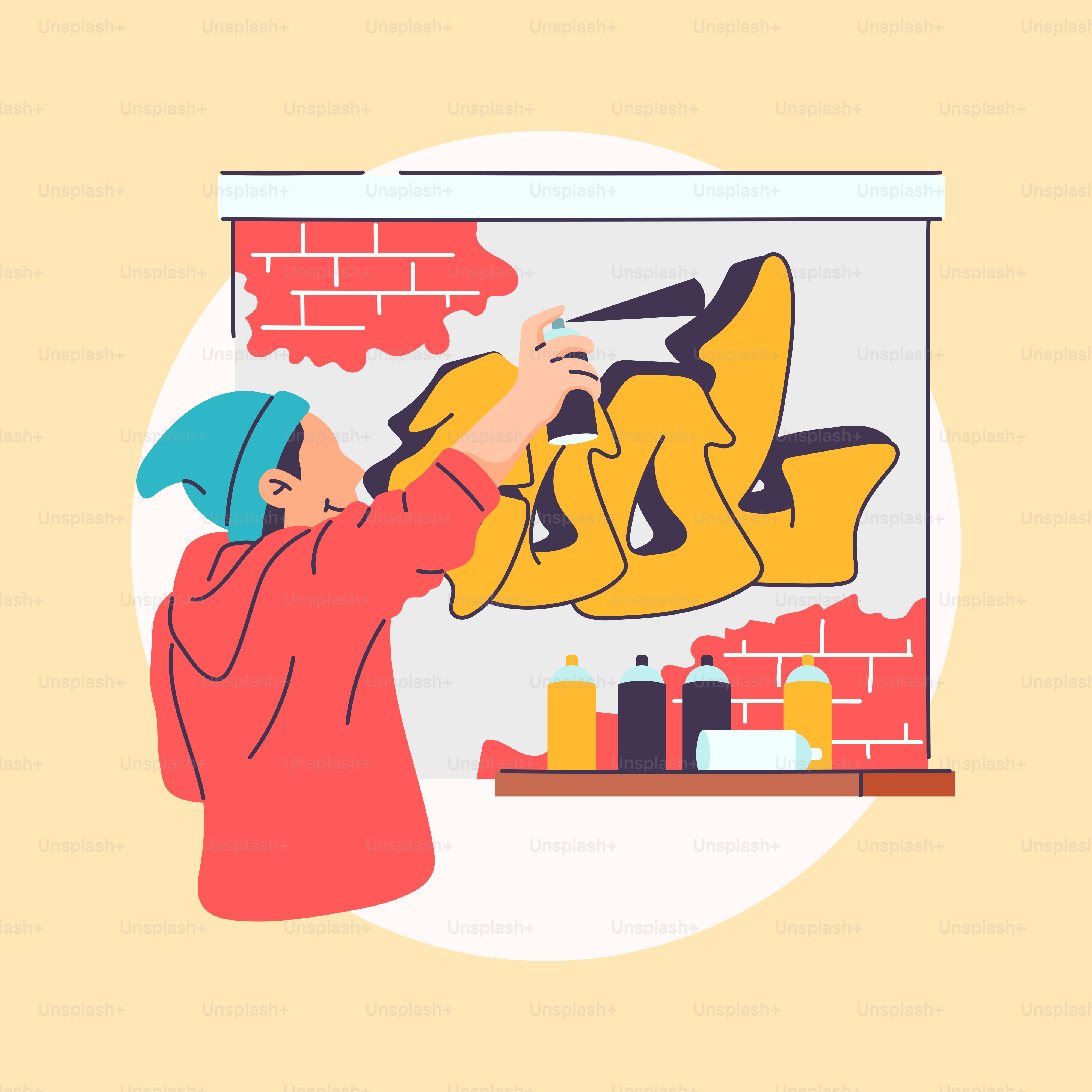 A man painting a brick wall with a paint roller