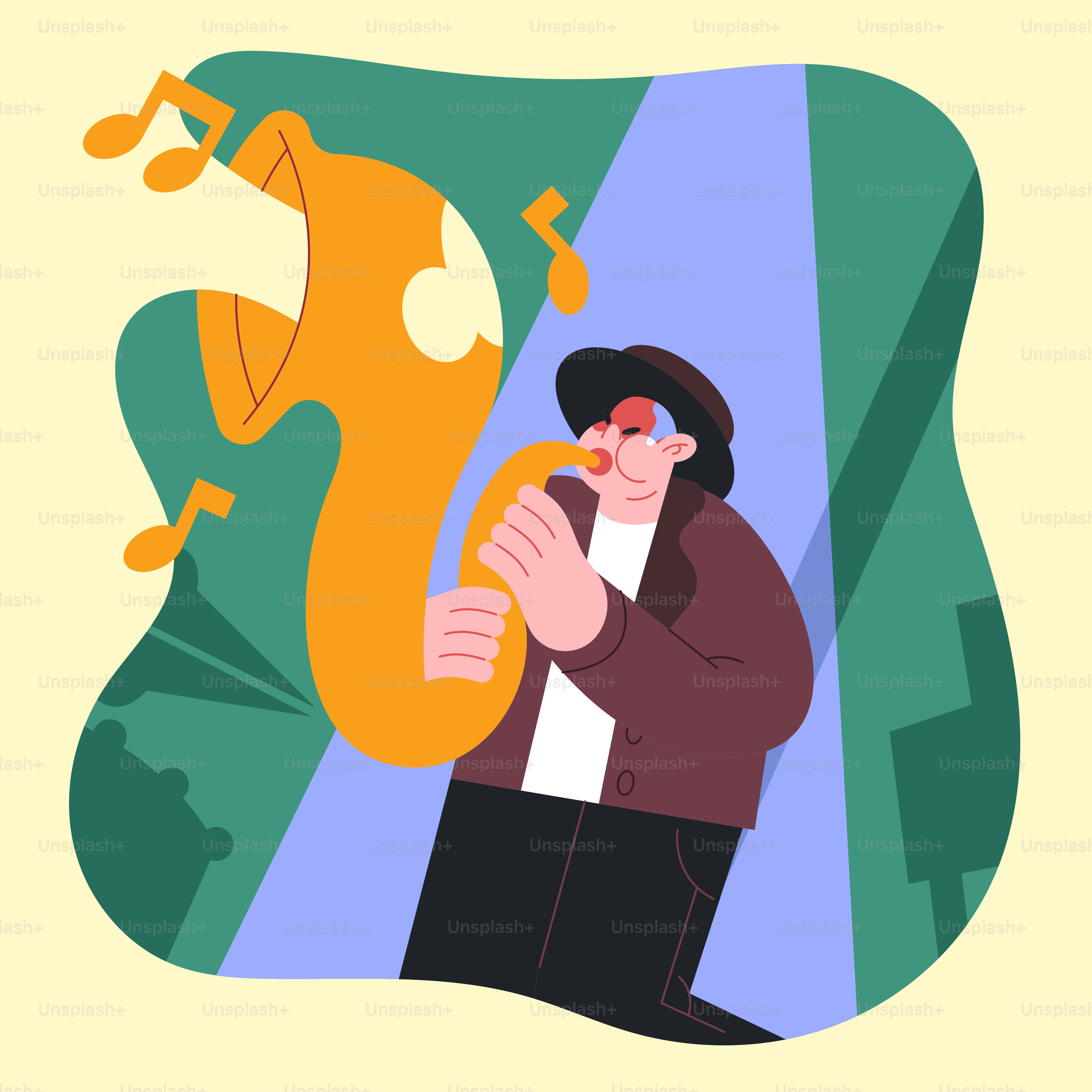 A man holding a trumpet in his right hand