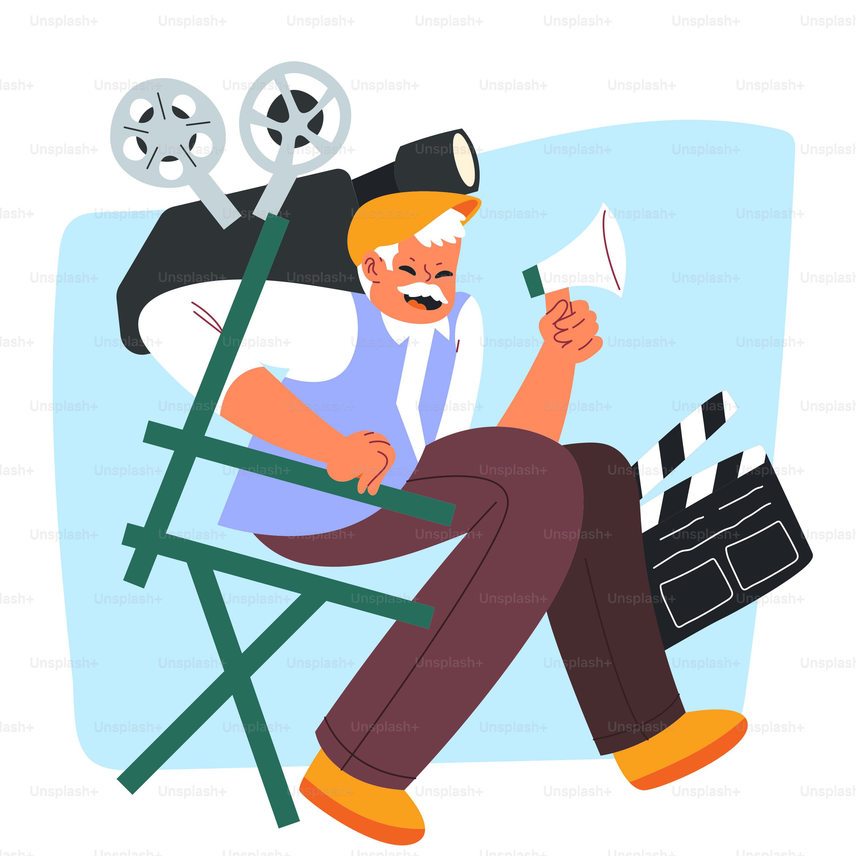 A man sitting in a chair with a megaphone