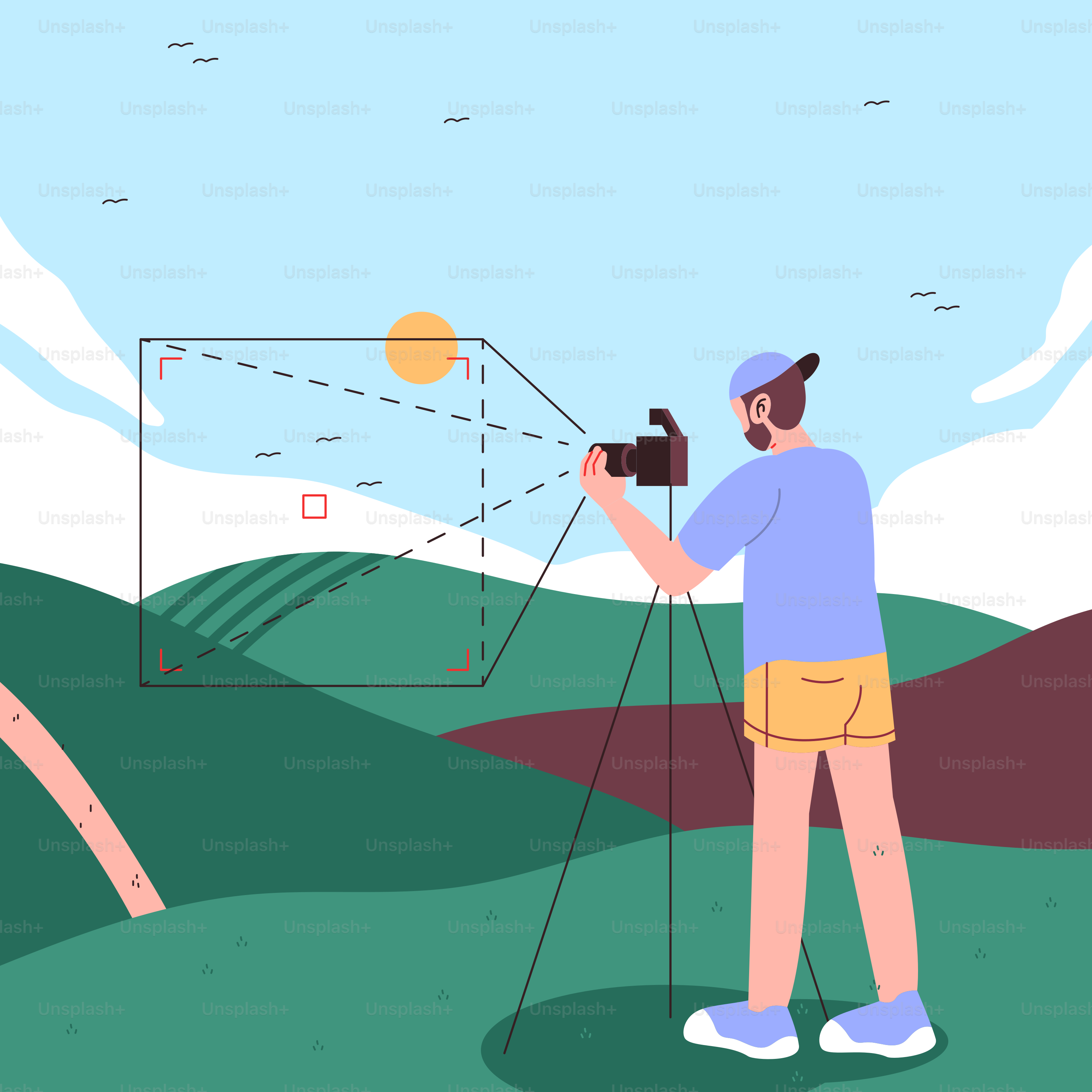 무성한 초록 들판 위에 서 있는 남자