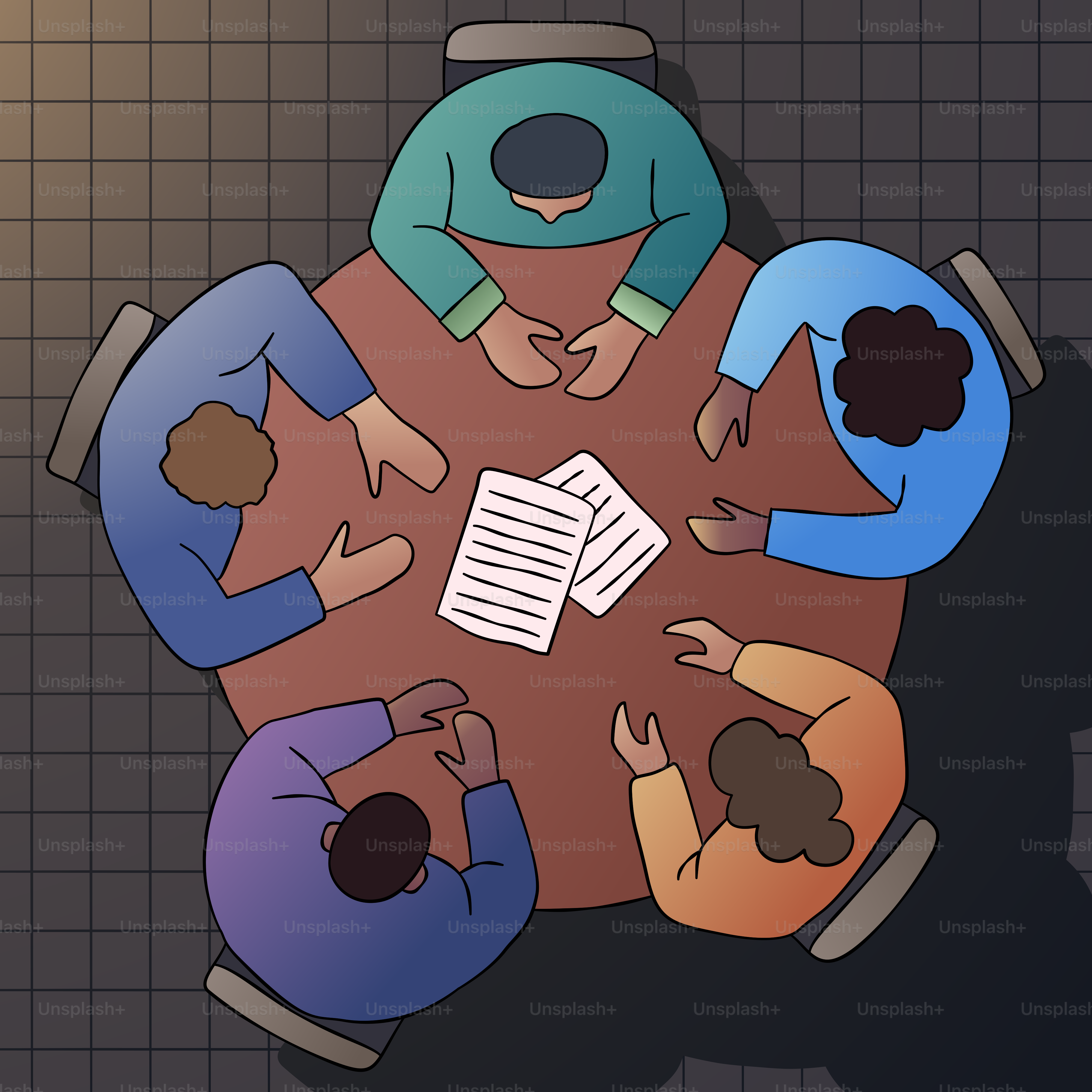 A group of people sitting around a table