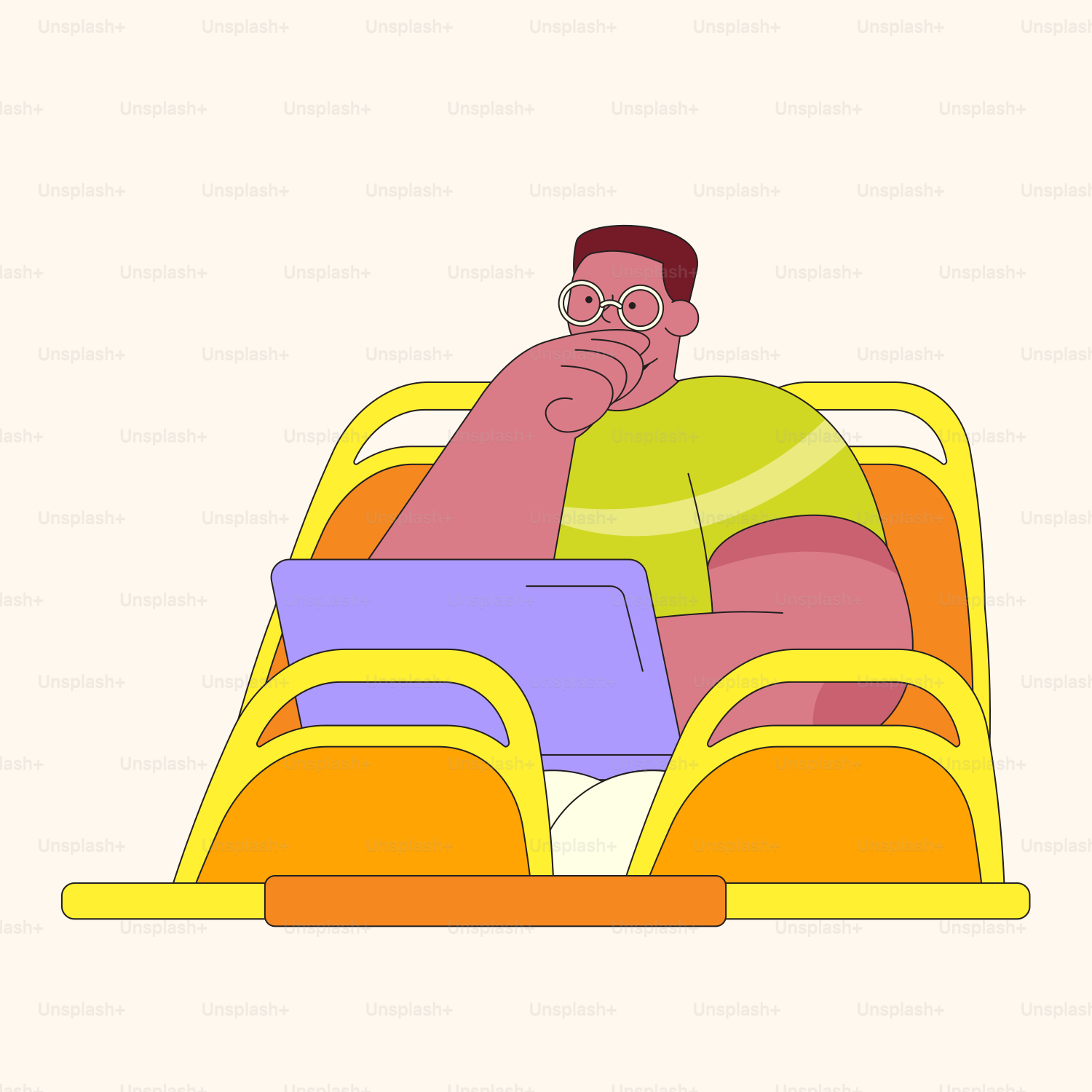 A man sitting in a chair with a laptop on his lap