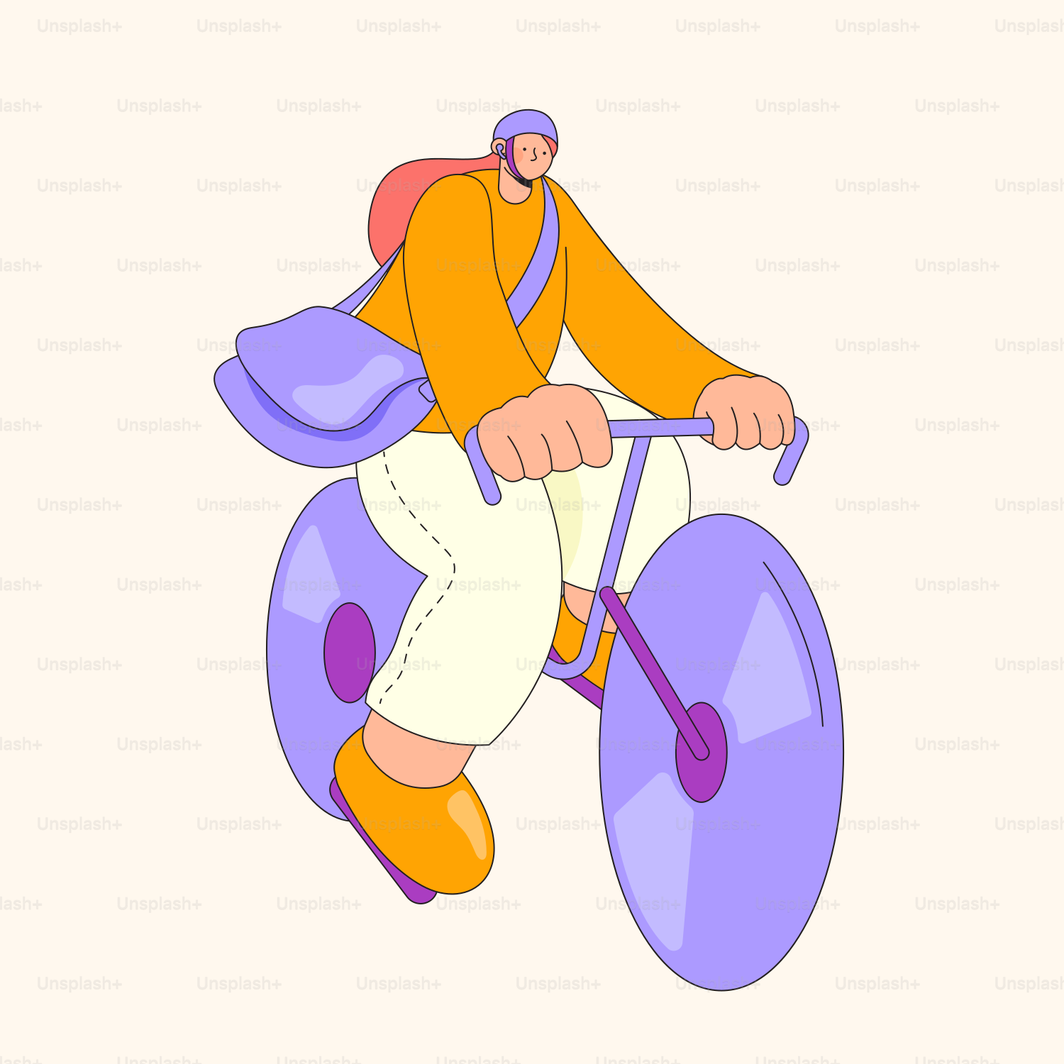 A cartoon of a person riding a bike