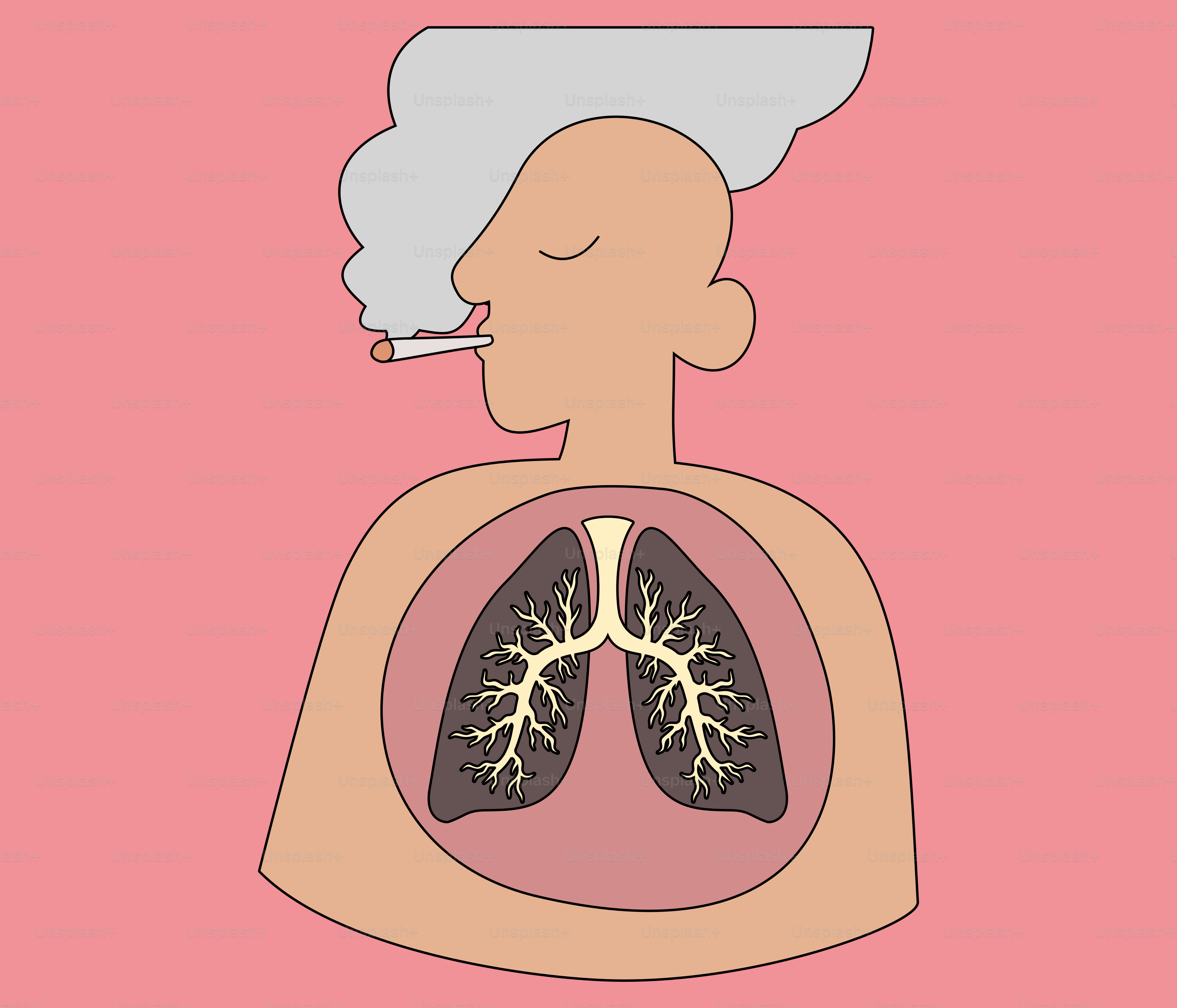 Une personne avec une cigarette dans la bouche