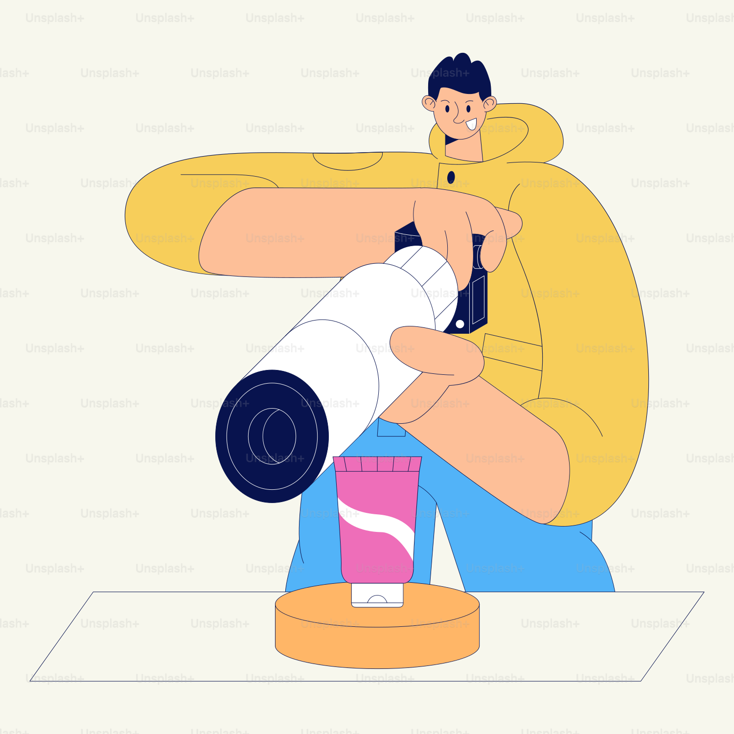 Ein Mann hält eine Kamera und macht ein Foto