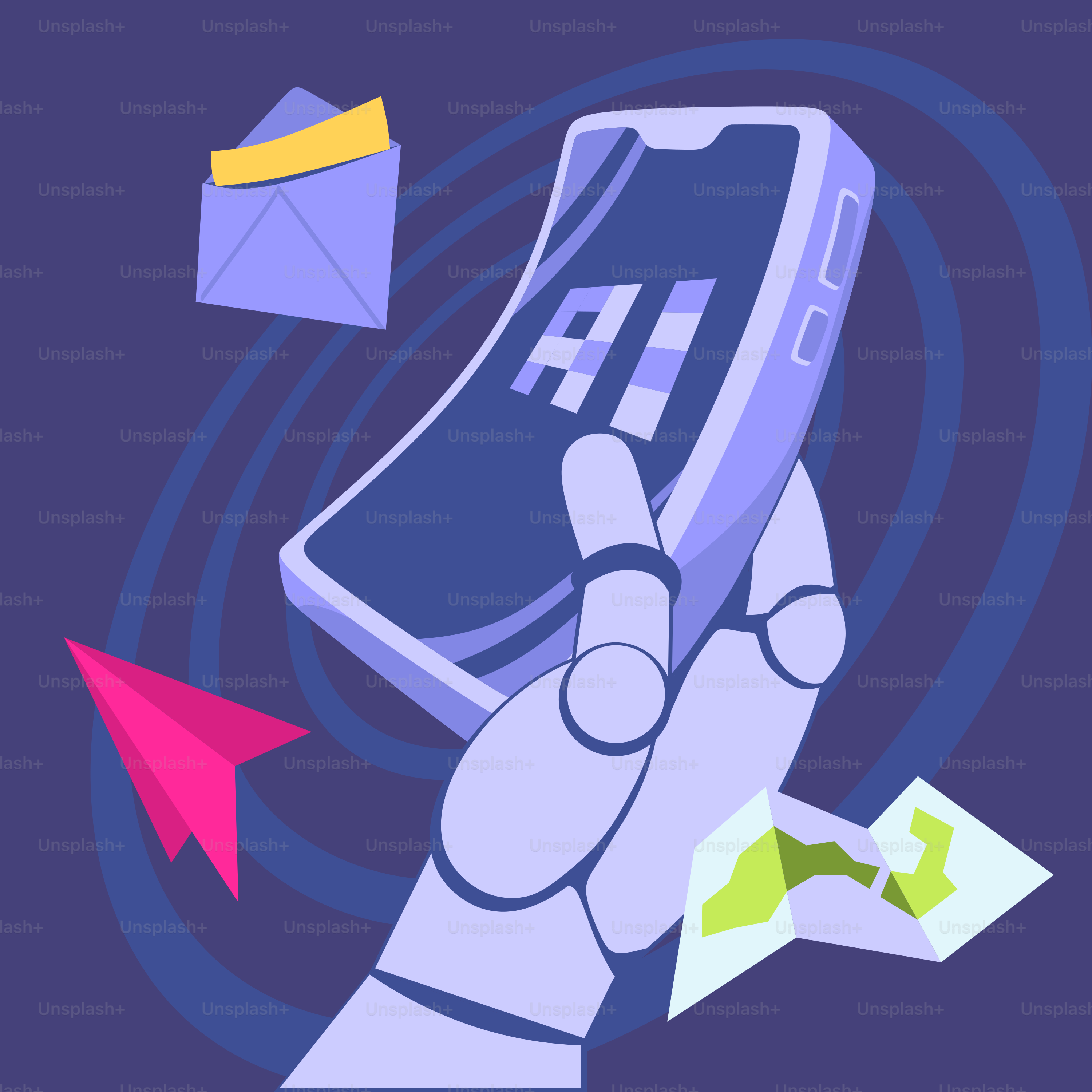 Eine Hand, die ein Handy hält, auf das ein Pfeil zeigt