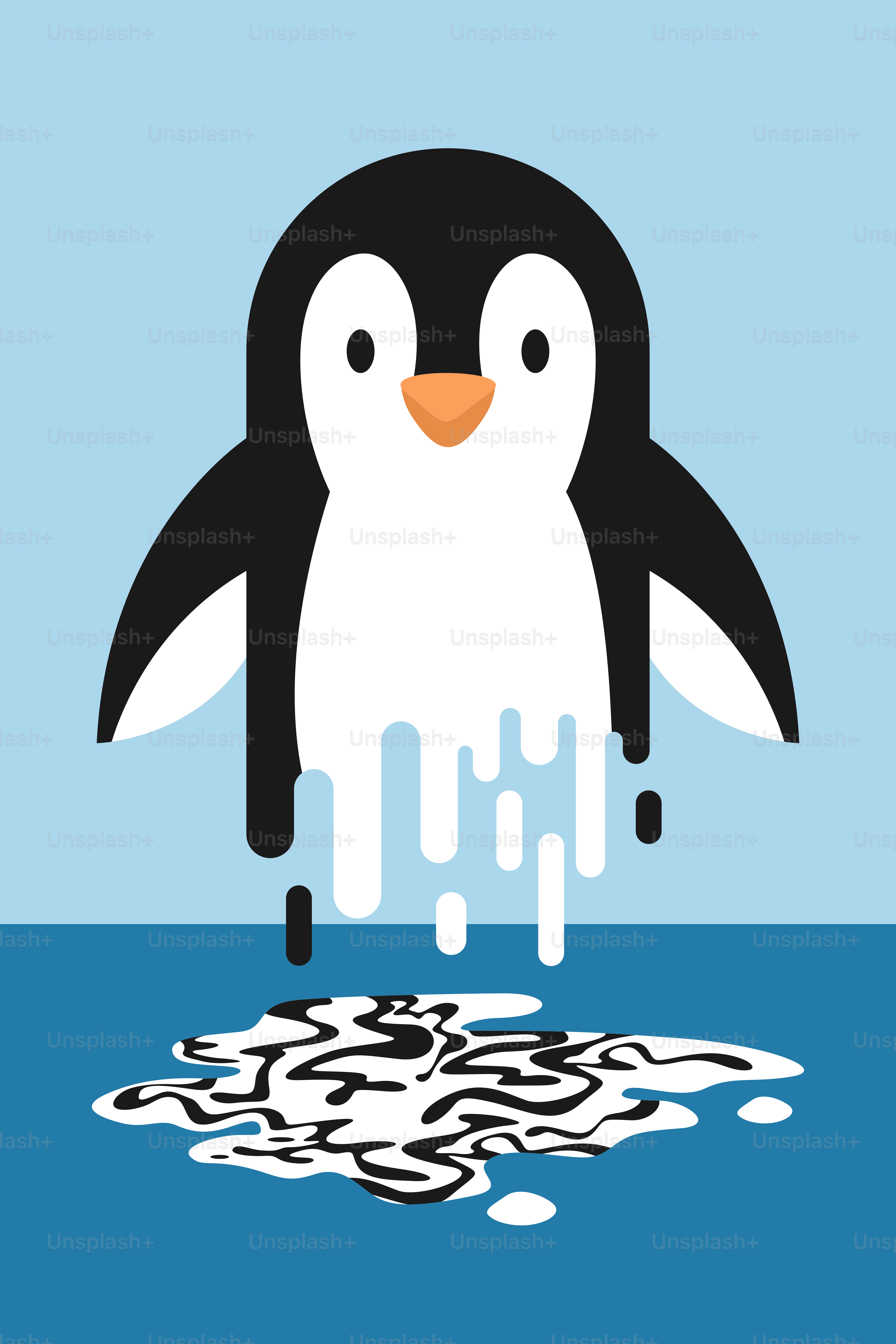 A penguin is standing in the water