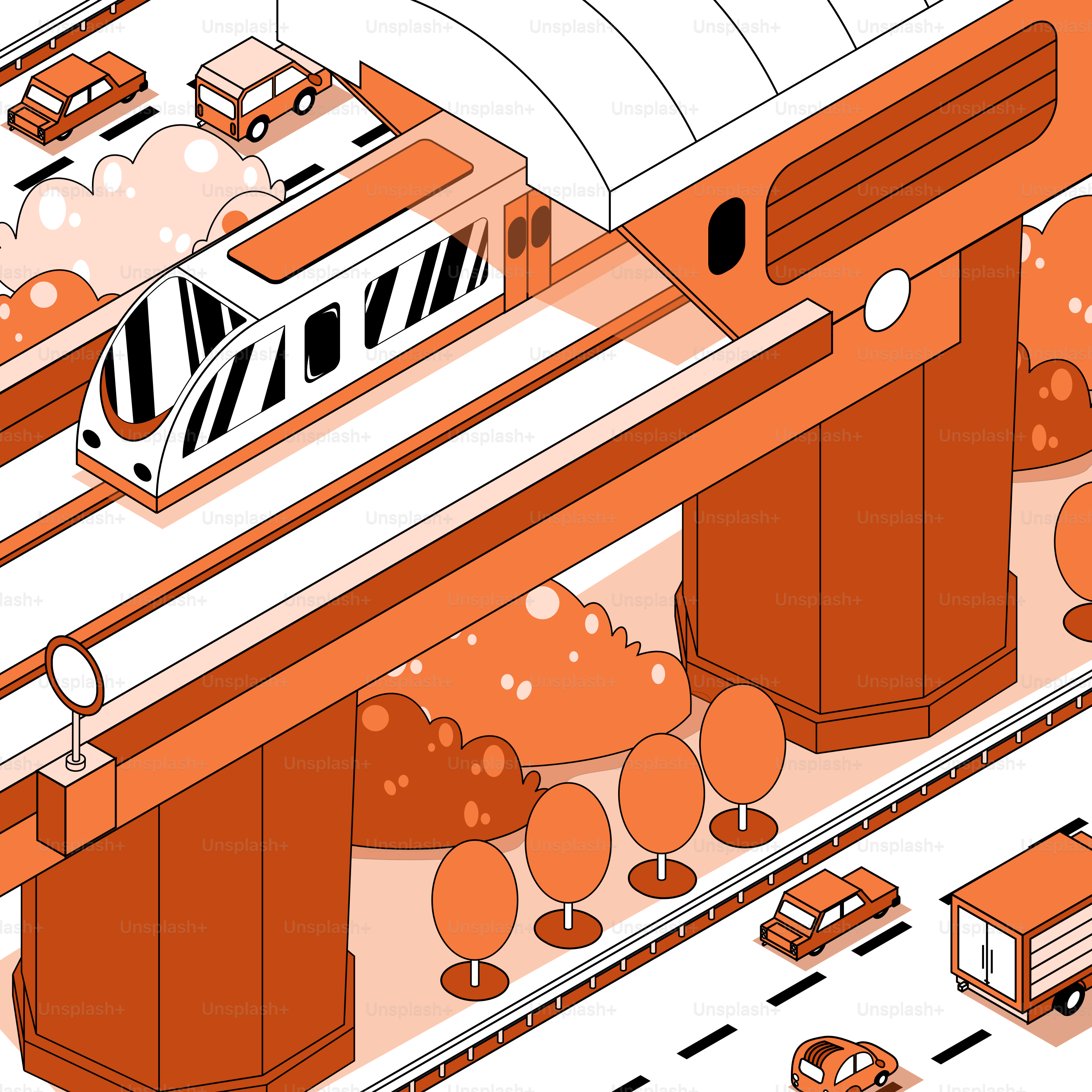 A diagram of a train traveling over a bridge