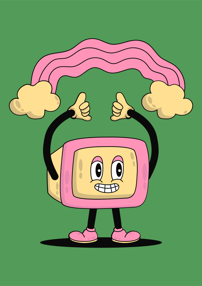 A toaster with arms and legs with a smile on it's face