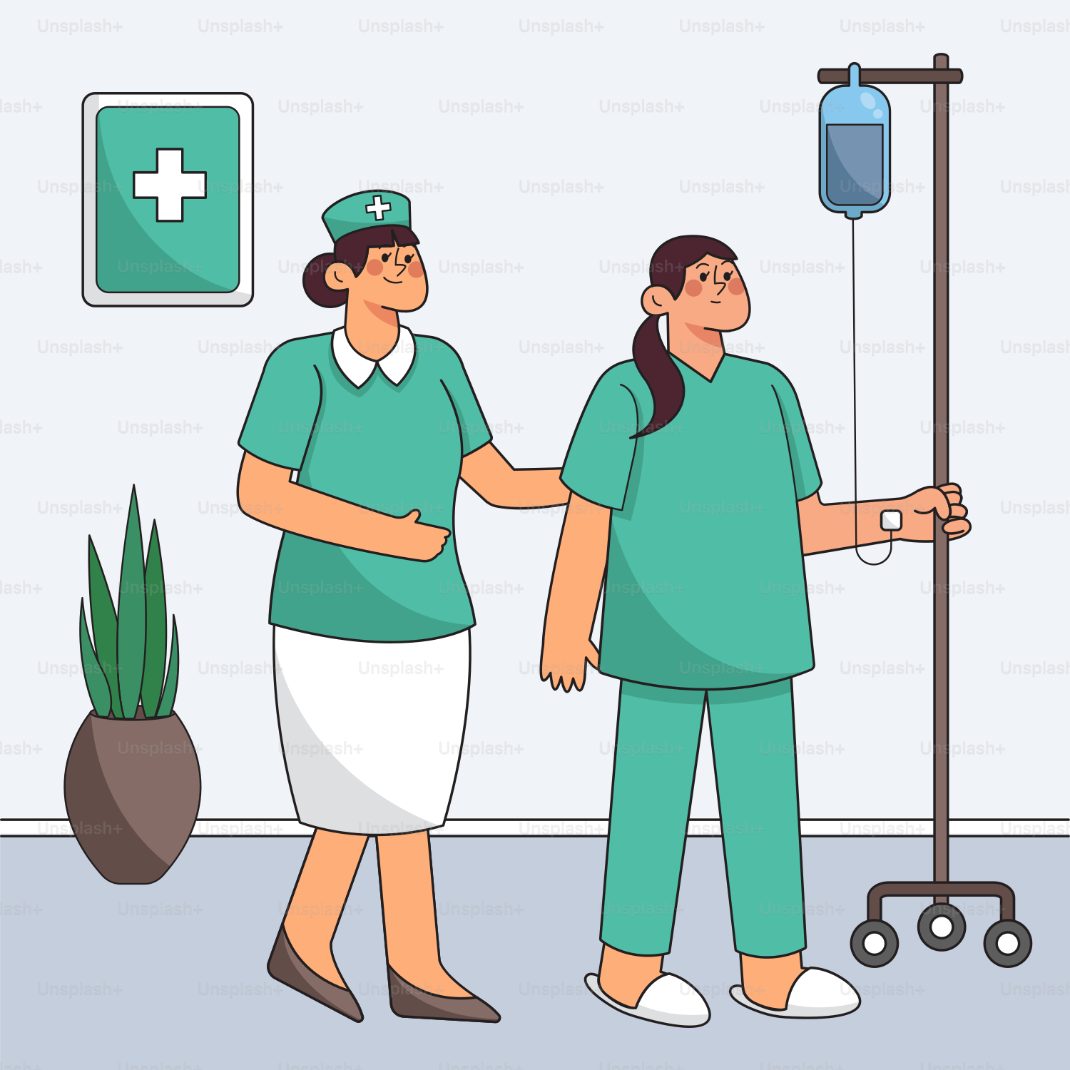 A couple of people standing next to each other in a room