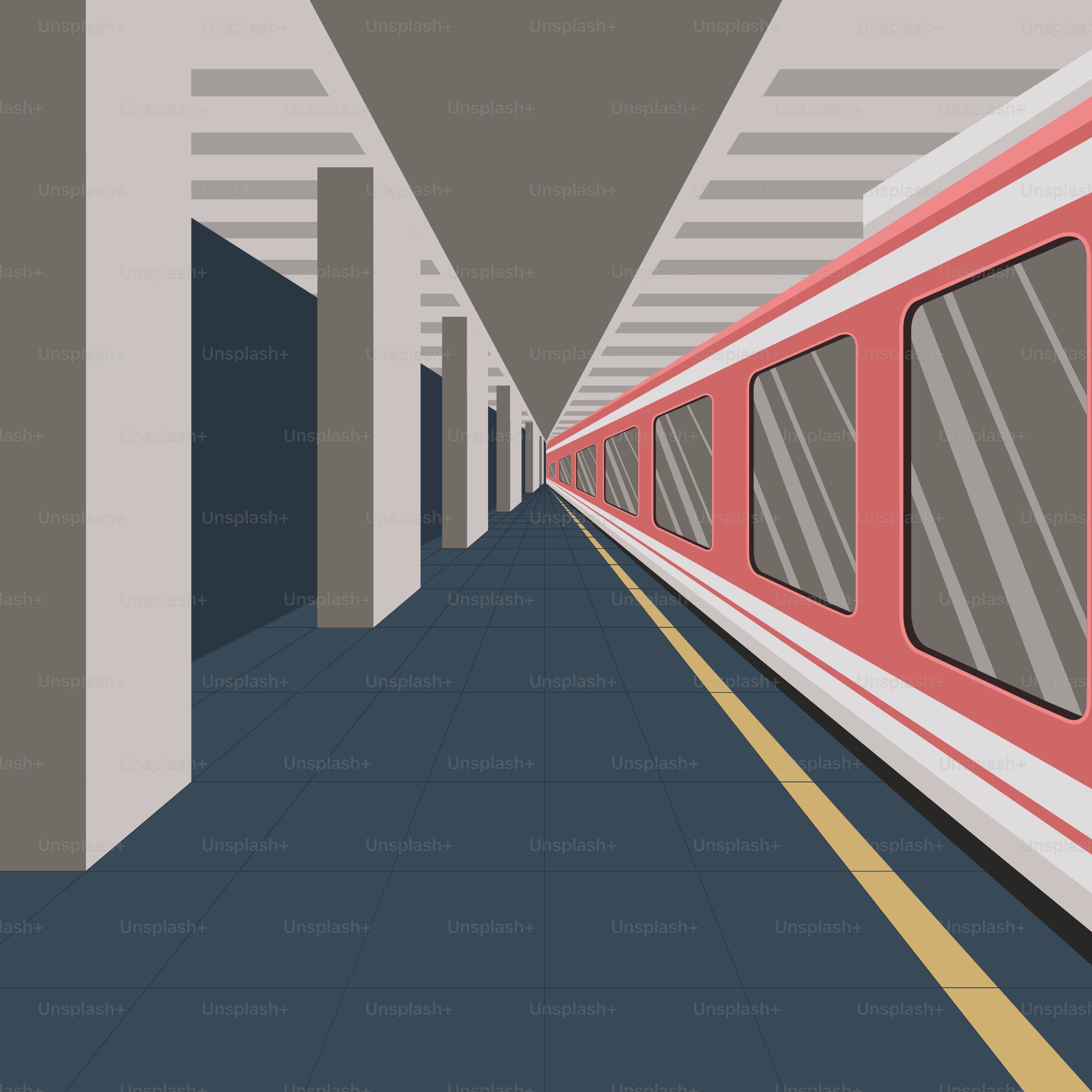 A red train traveling down train tracks next to tall buildings