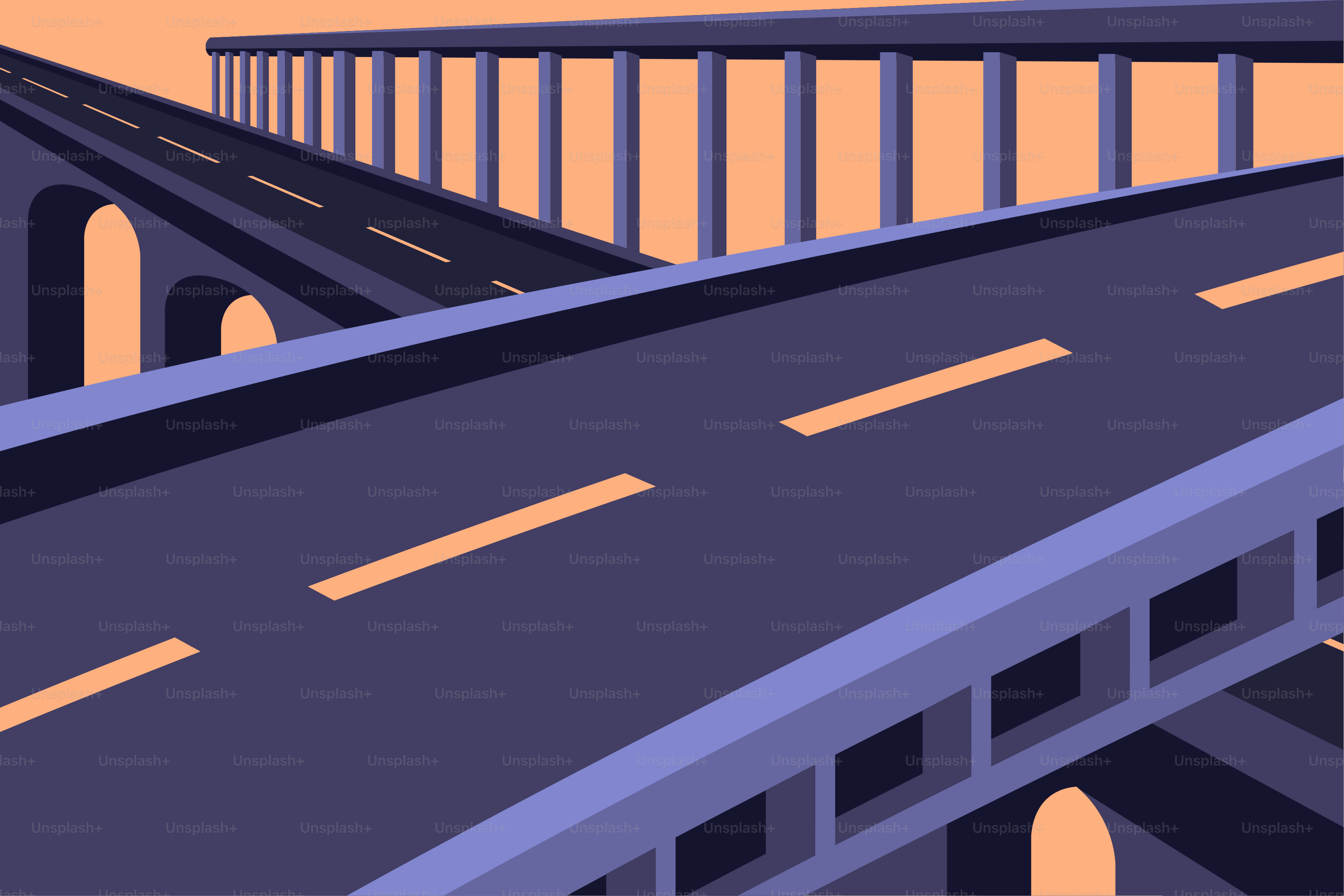 A drawing of a highway going over a bridge