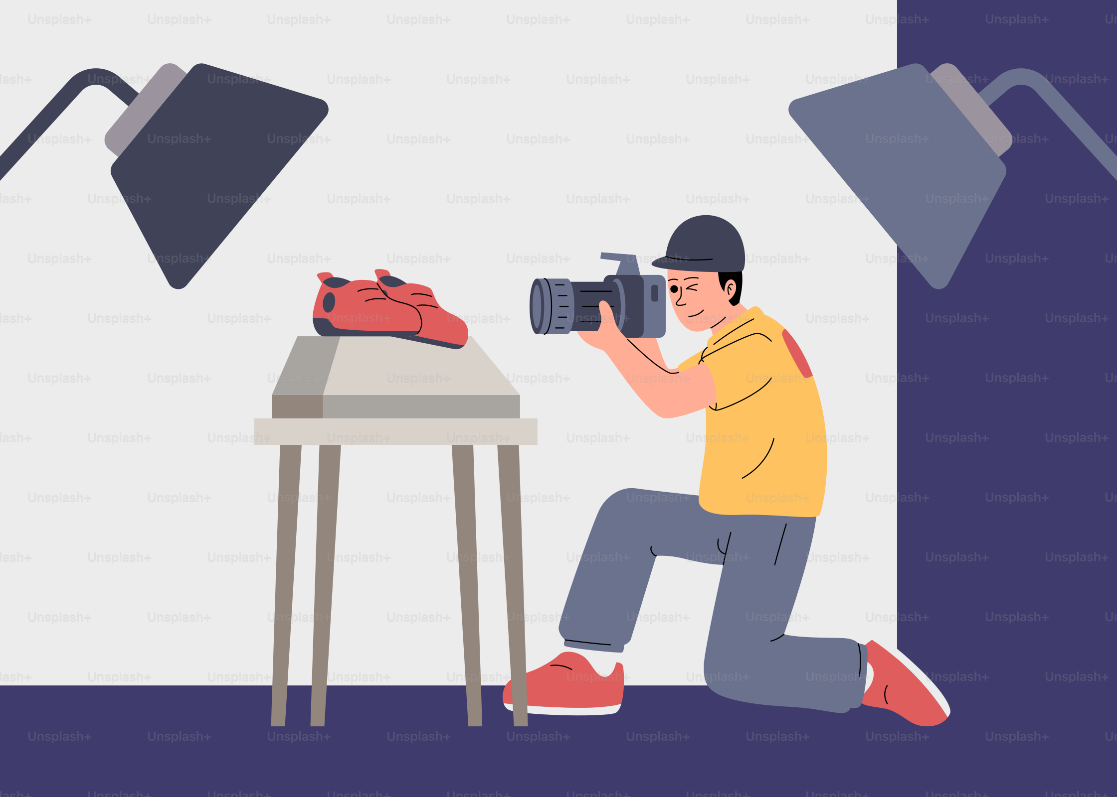 A man sitting at a table with a camera