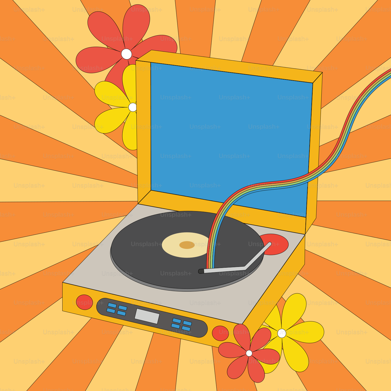 A record player with a record in its case