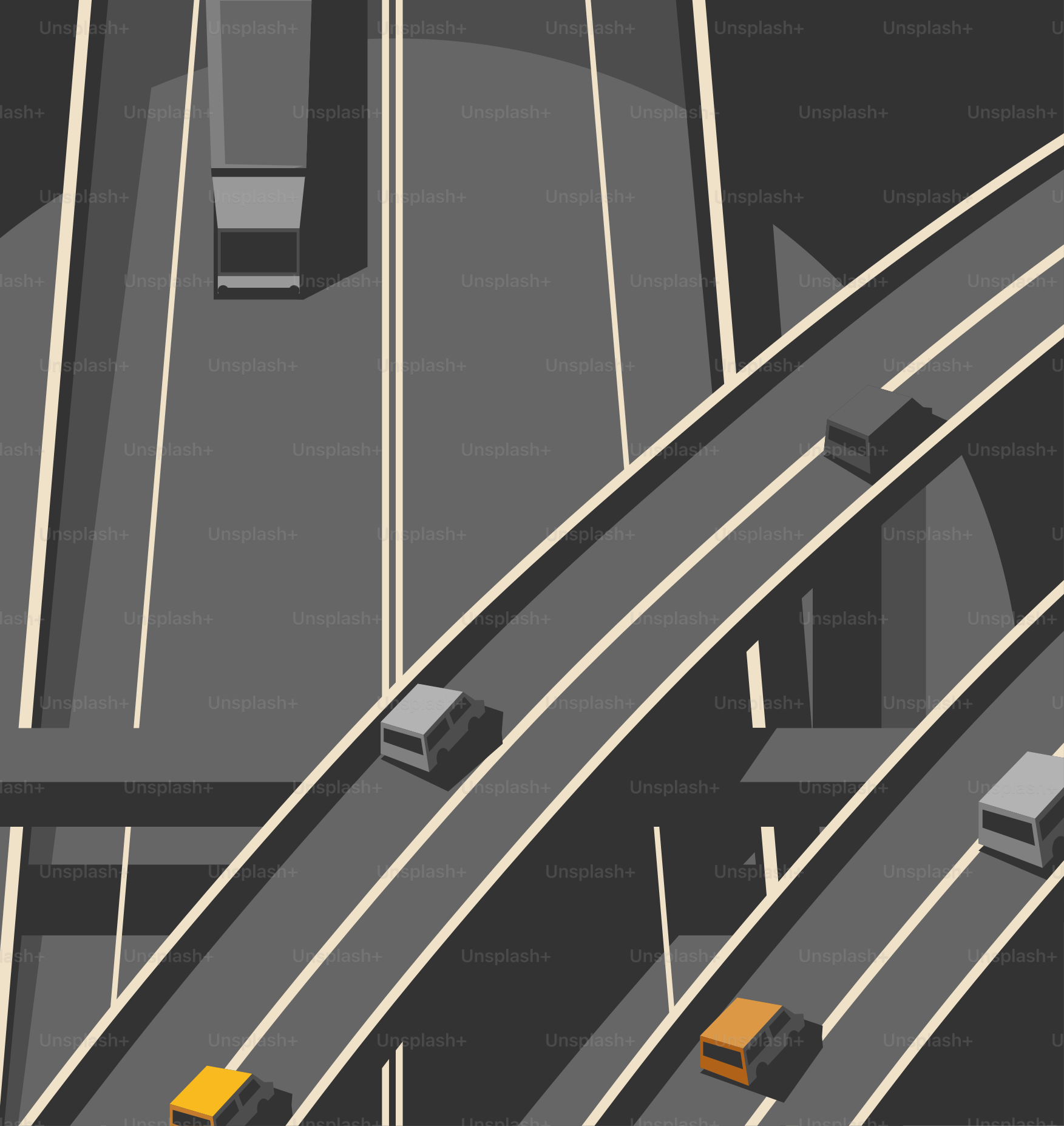 A view of a highway with cars driving on it