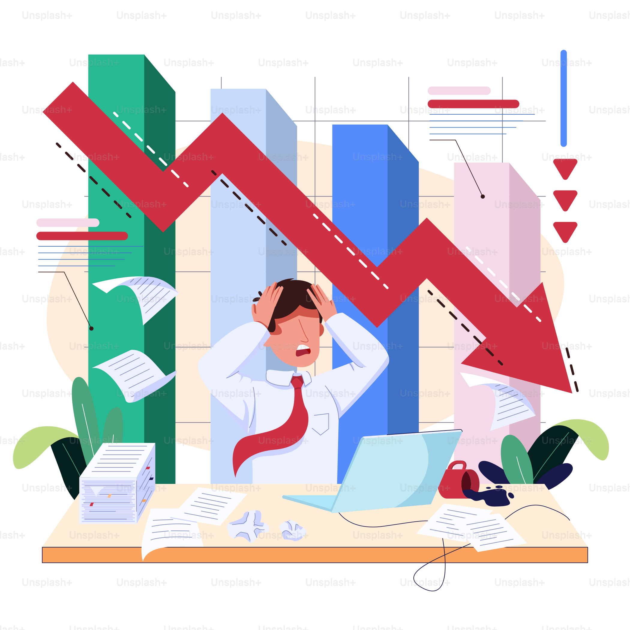 A man sitting at a desk in front of a chart