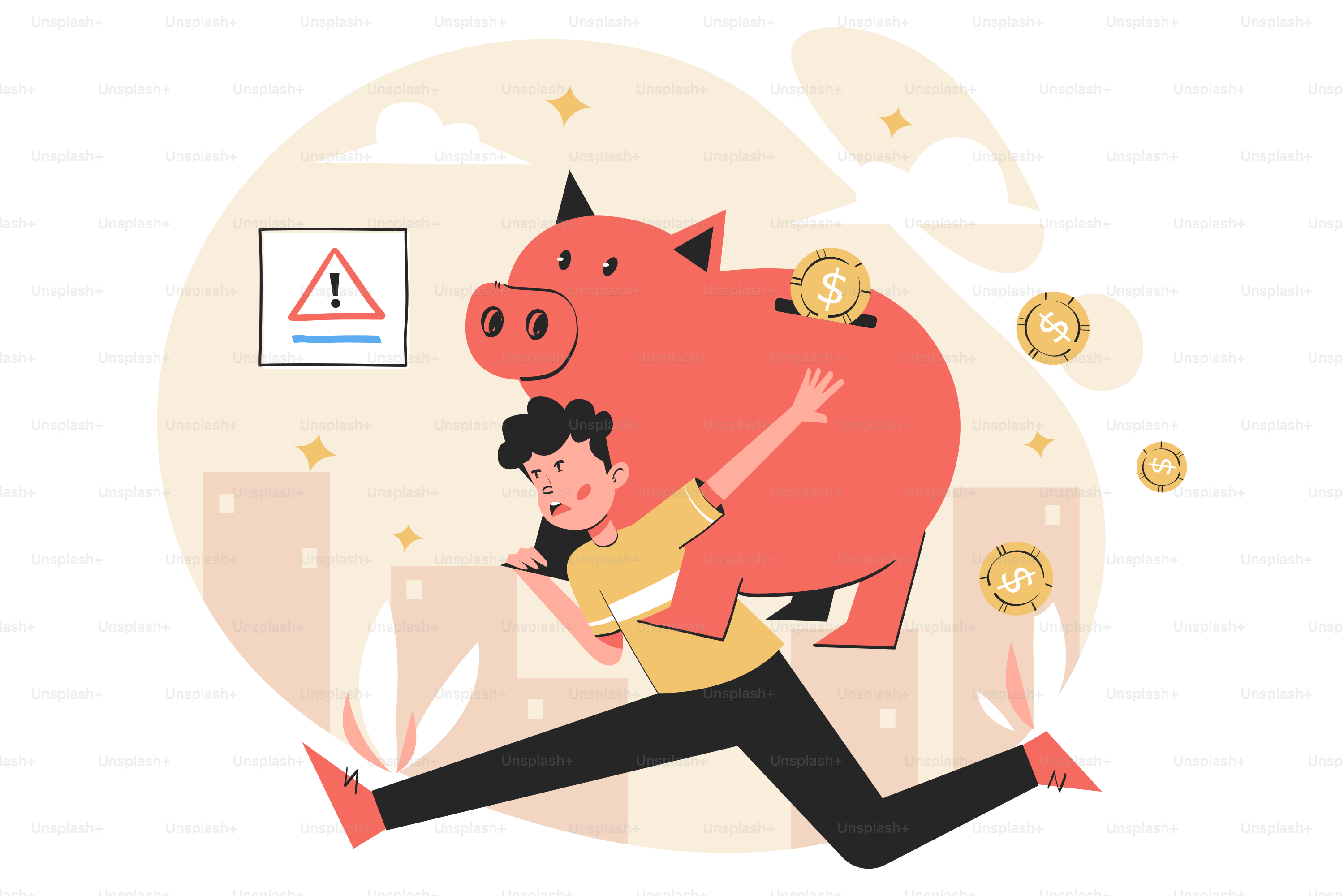 A man is carrying a pig on his back