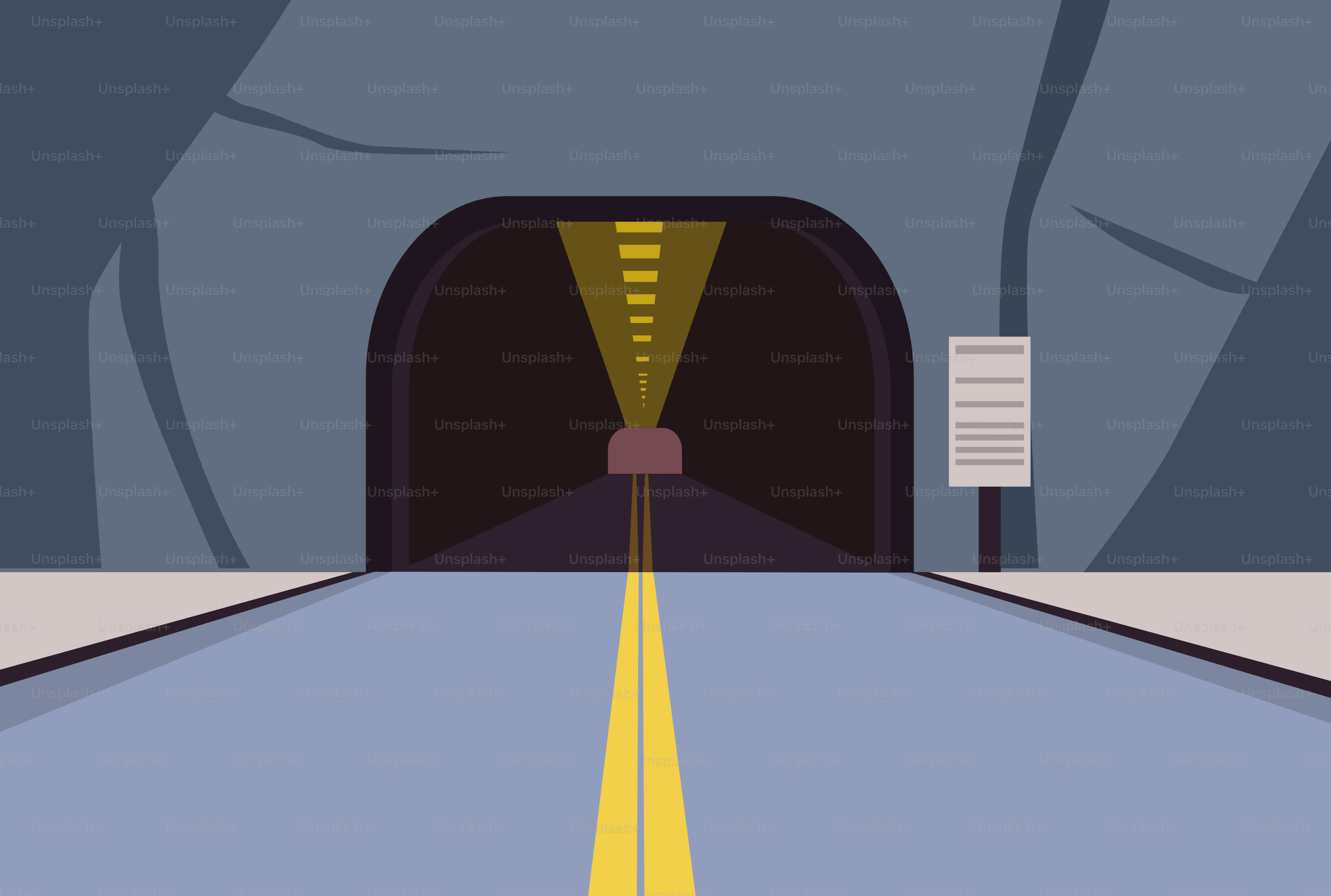 Ein Tunnel mit einer gelben Linie, die hineinführt