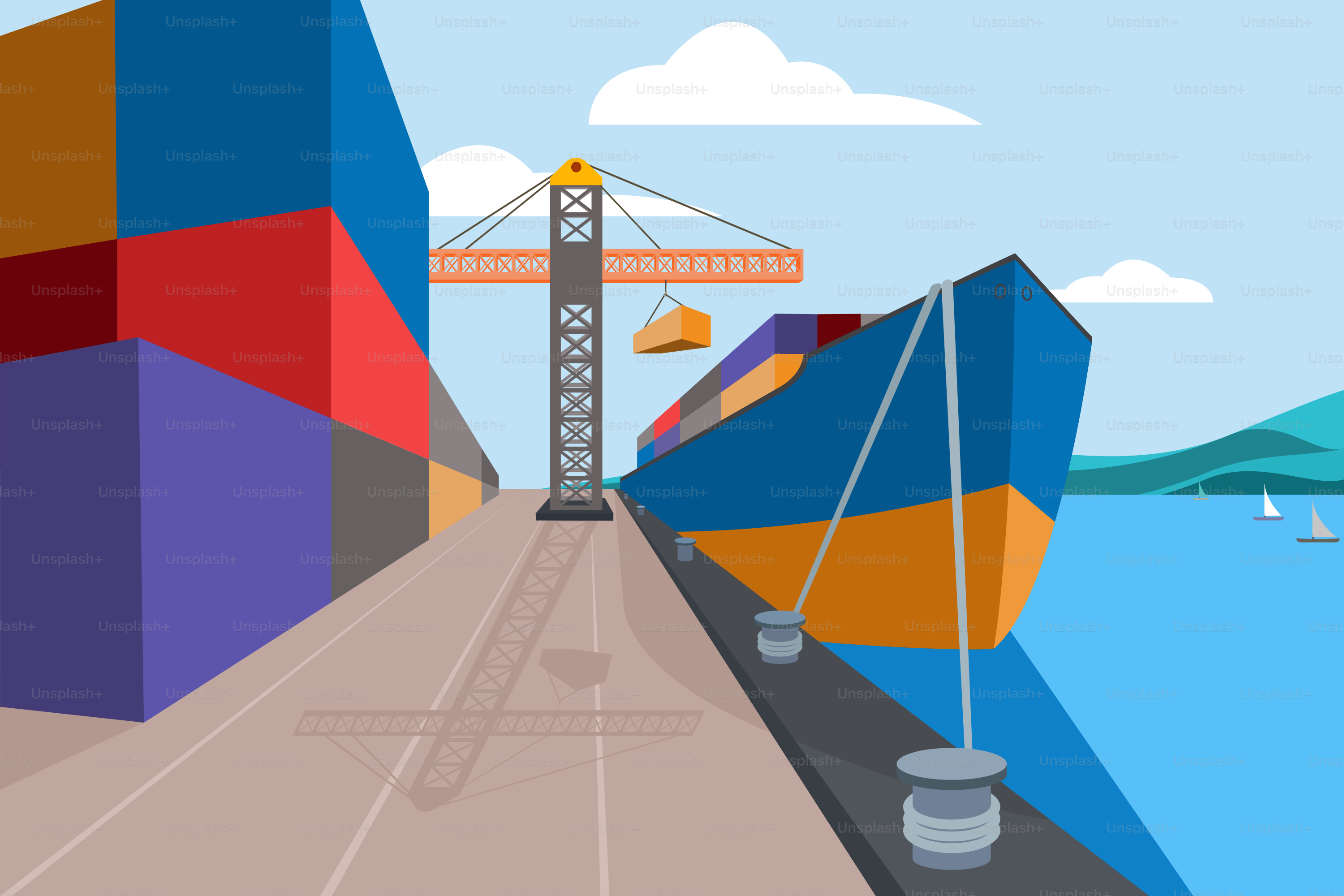 A cartoon of a boat docked at a dock