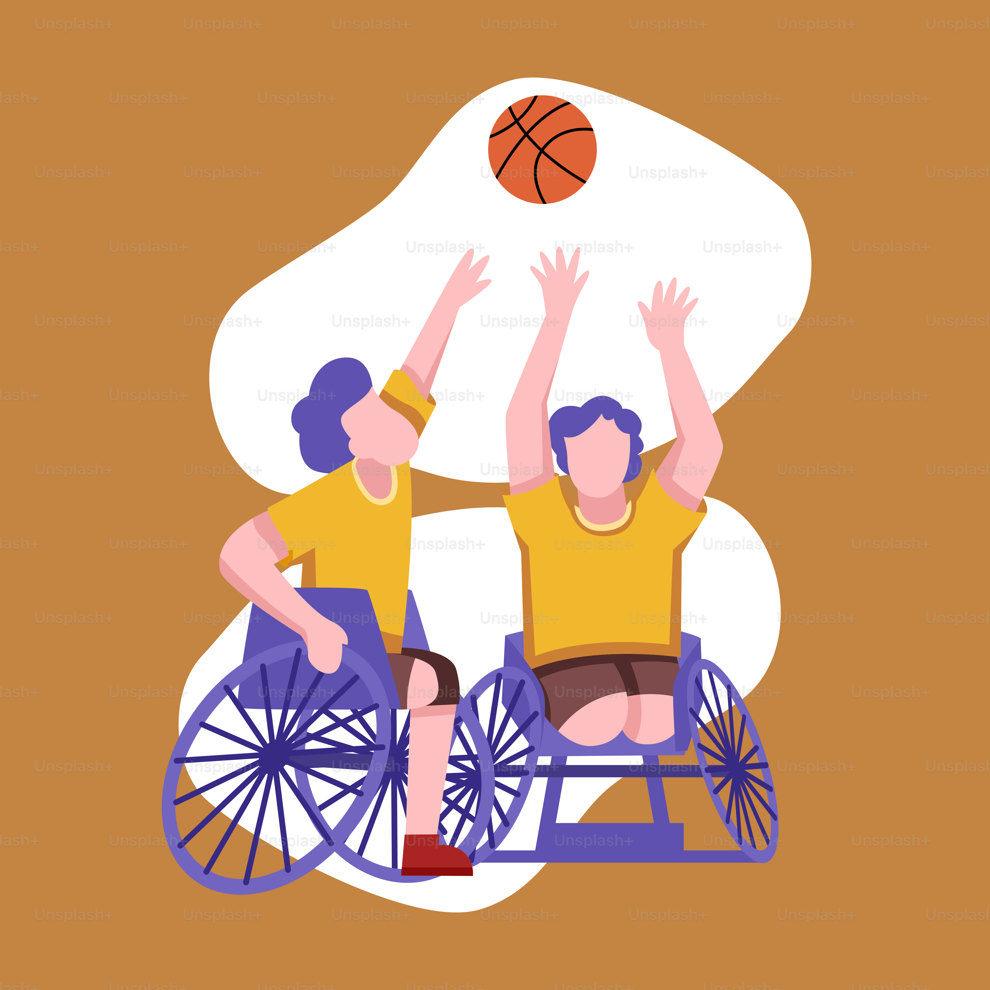 Due persone in sedia a rotelle stanno giocando a basket