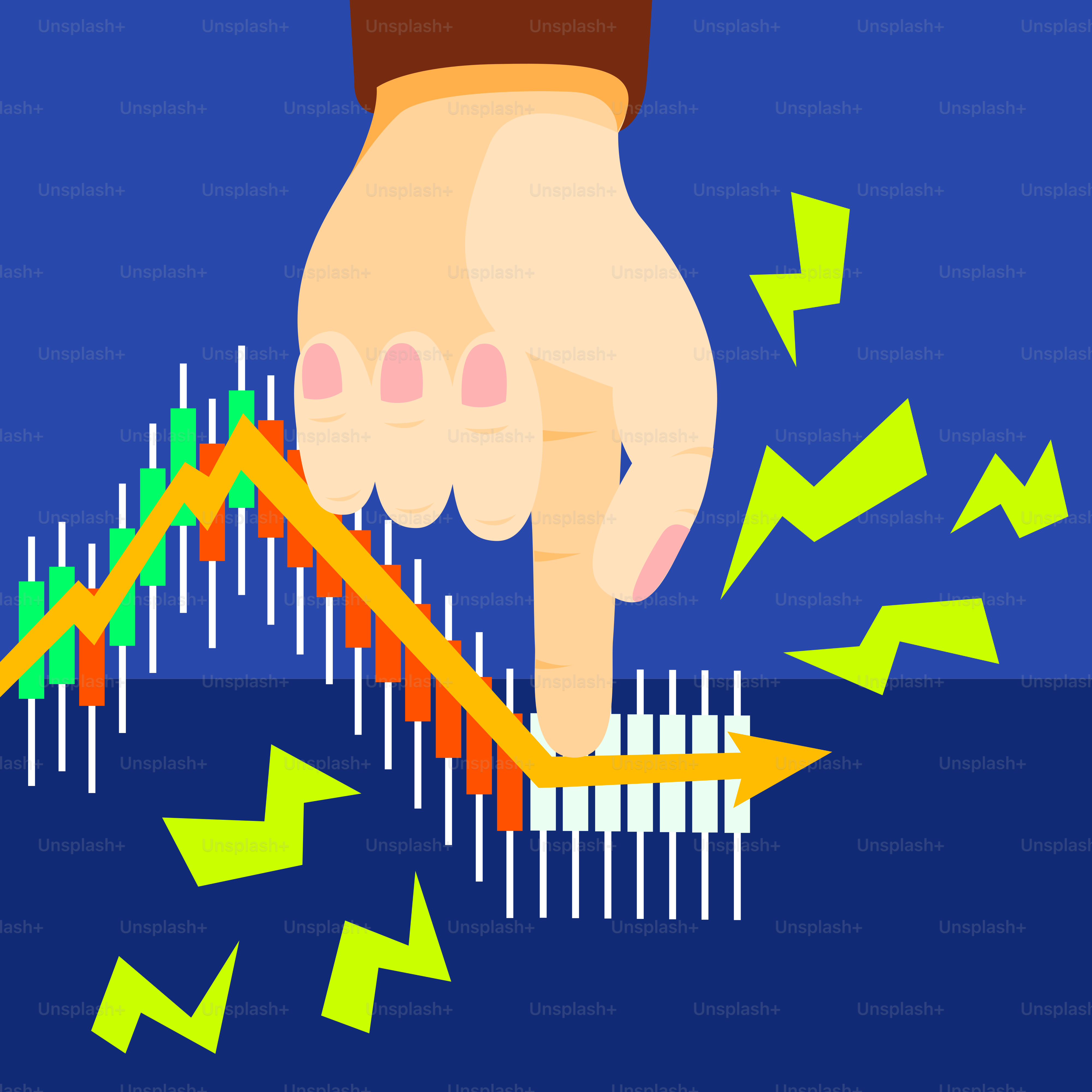 Una mano apunta a una flecha hacia arriba