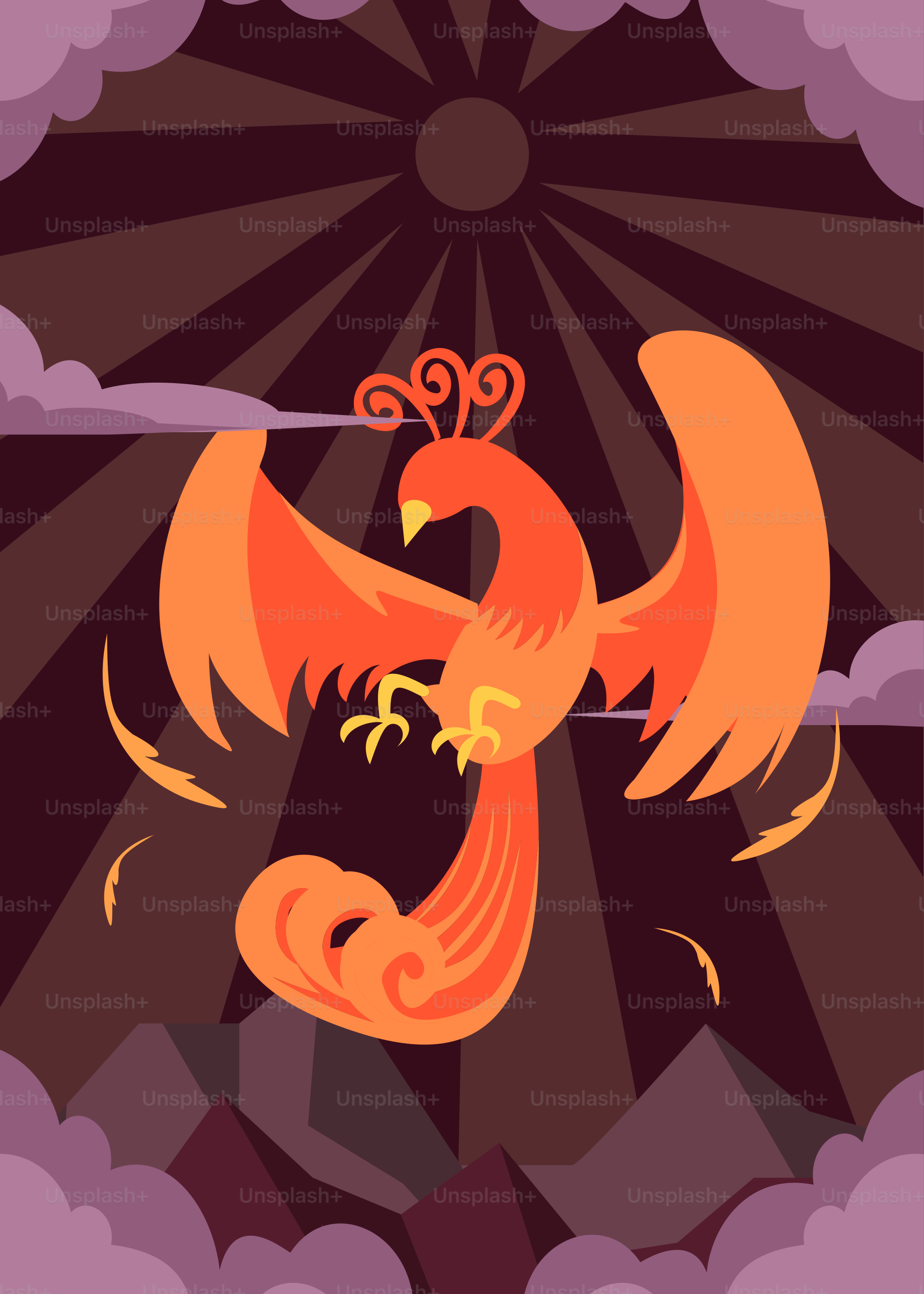 A bird with a crown on its head flying through the sky