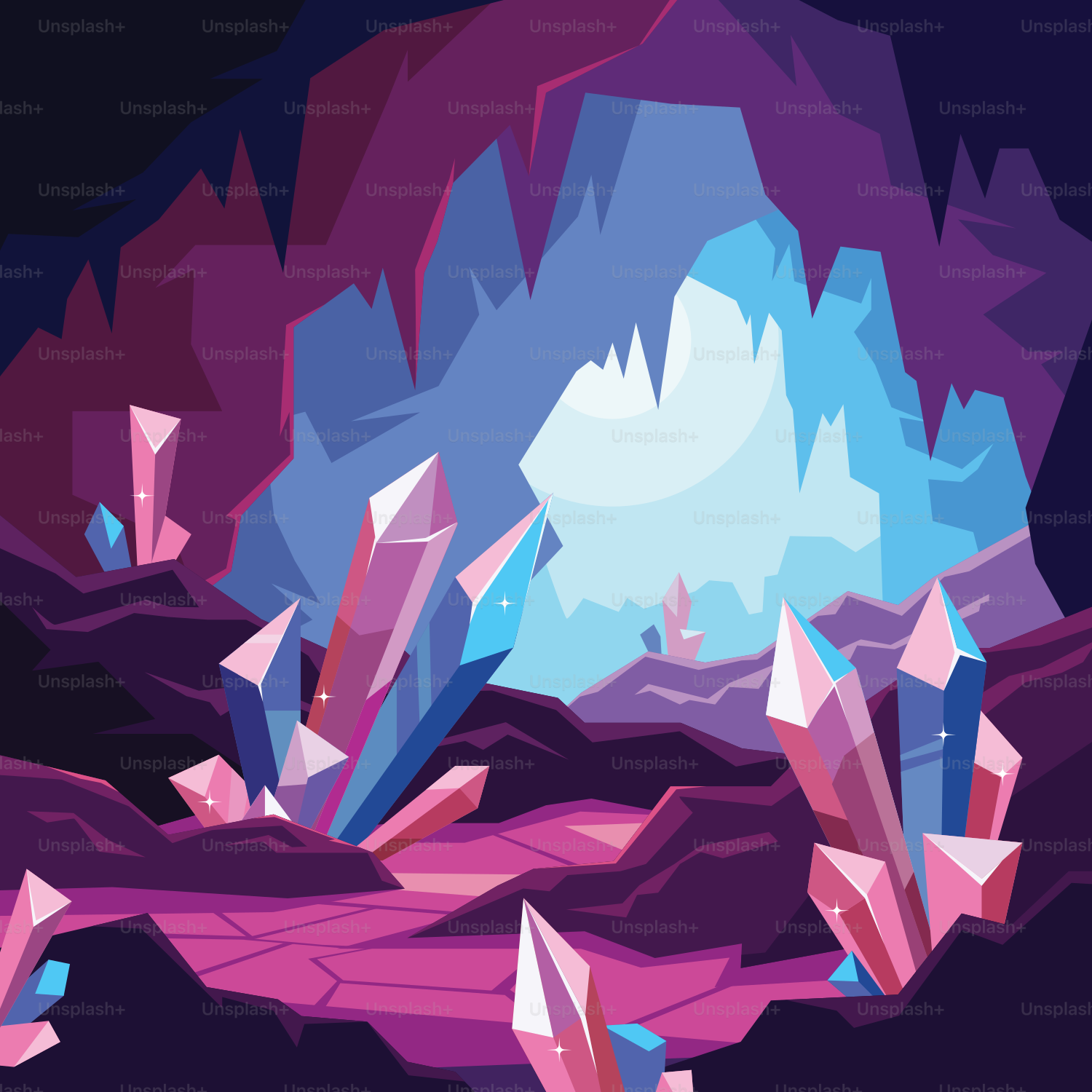 A digital painting of a mountain landscape