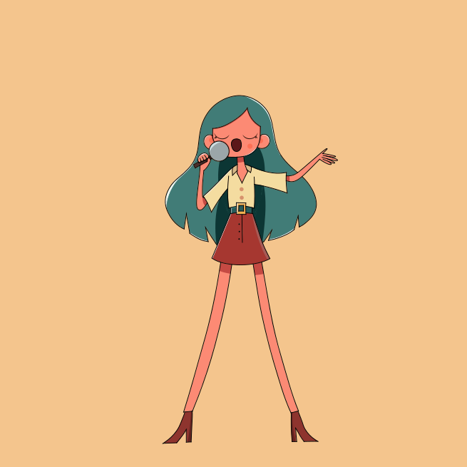 Una mujer con un micrófono en la mano