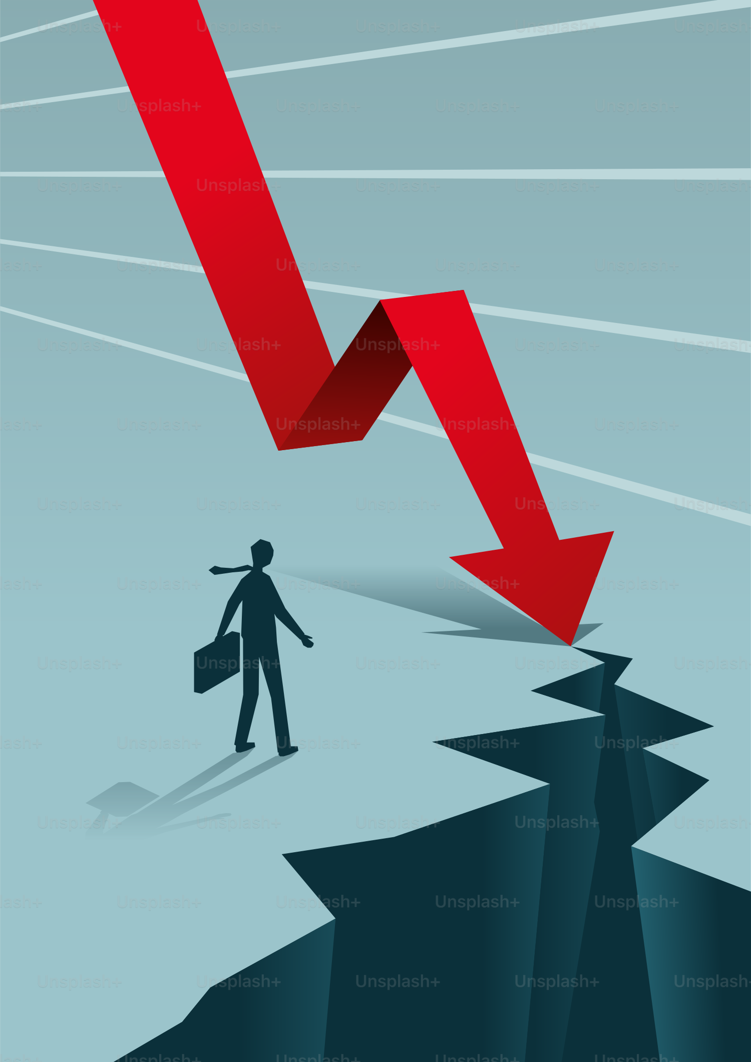 A man standing in front of an upward arrow