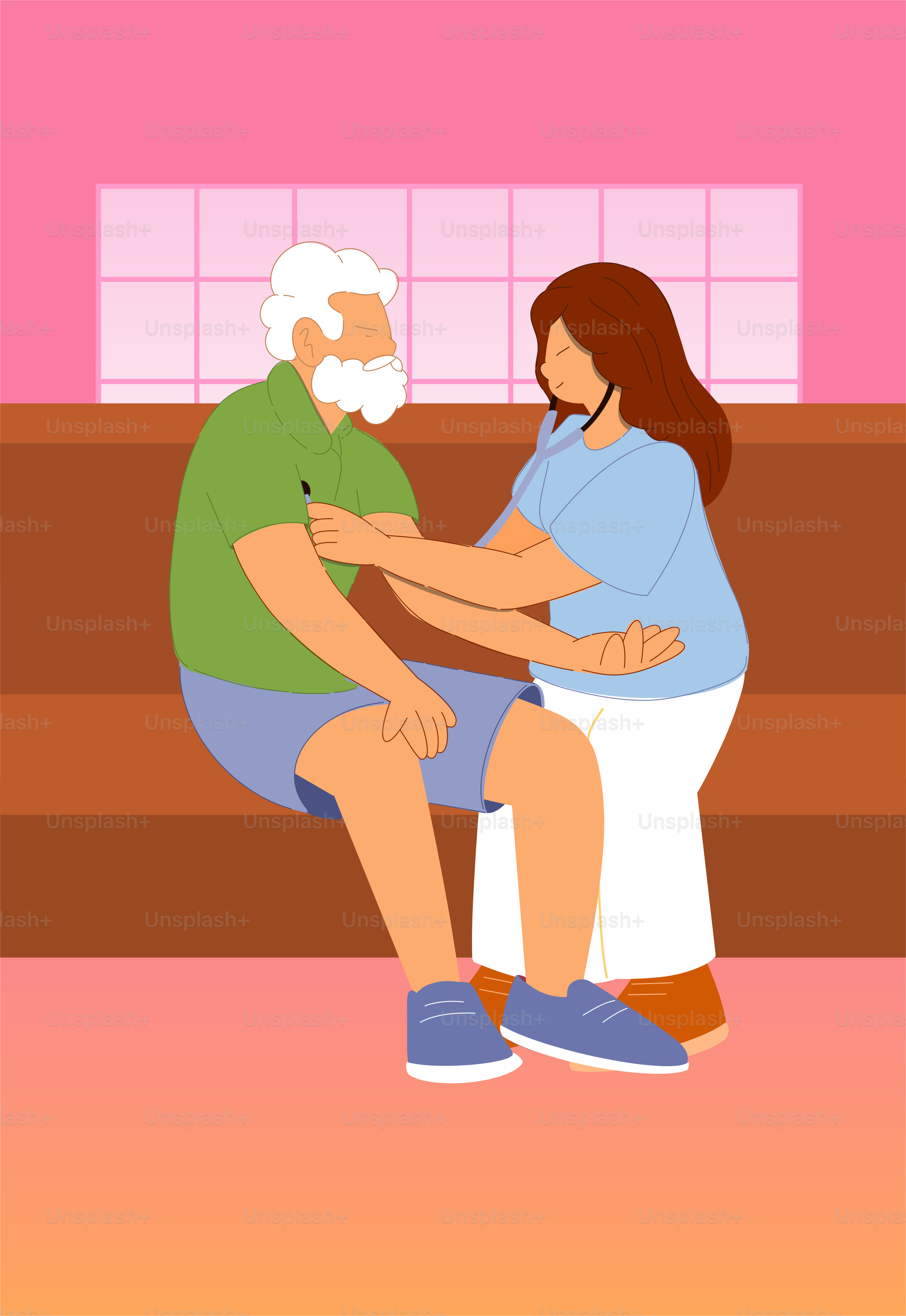 A woman sitting on top of a toilet next to an older man