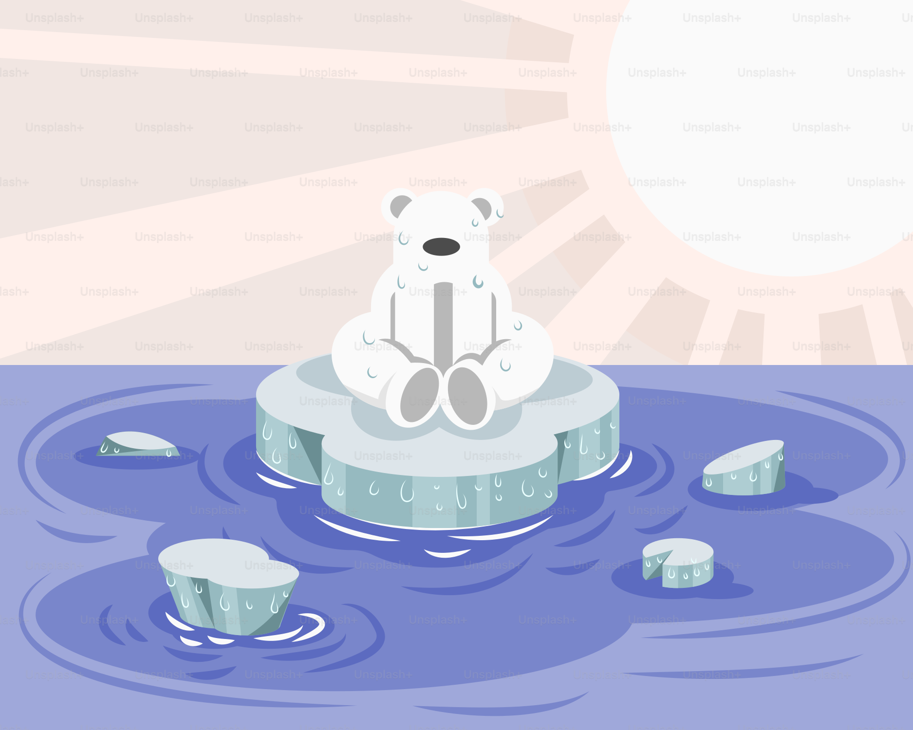 Un ours polaire assis au sommet d’un iceberg