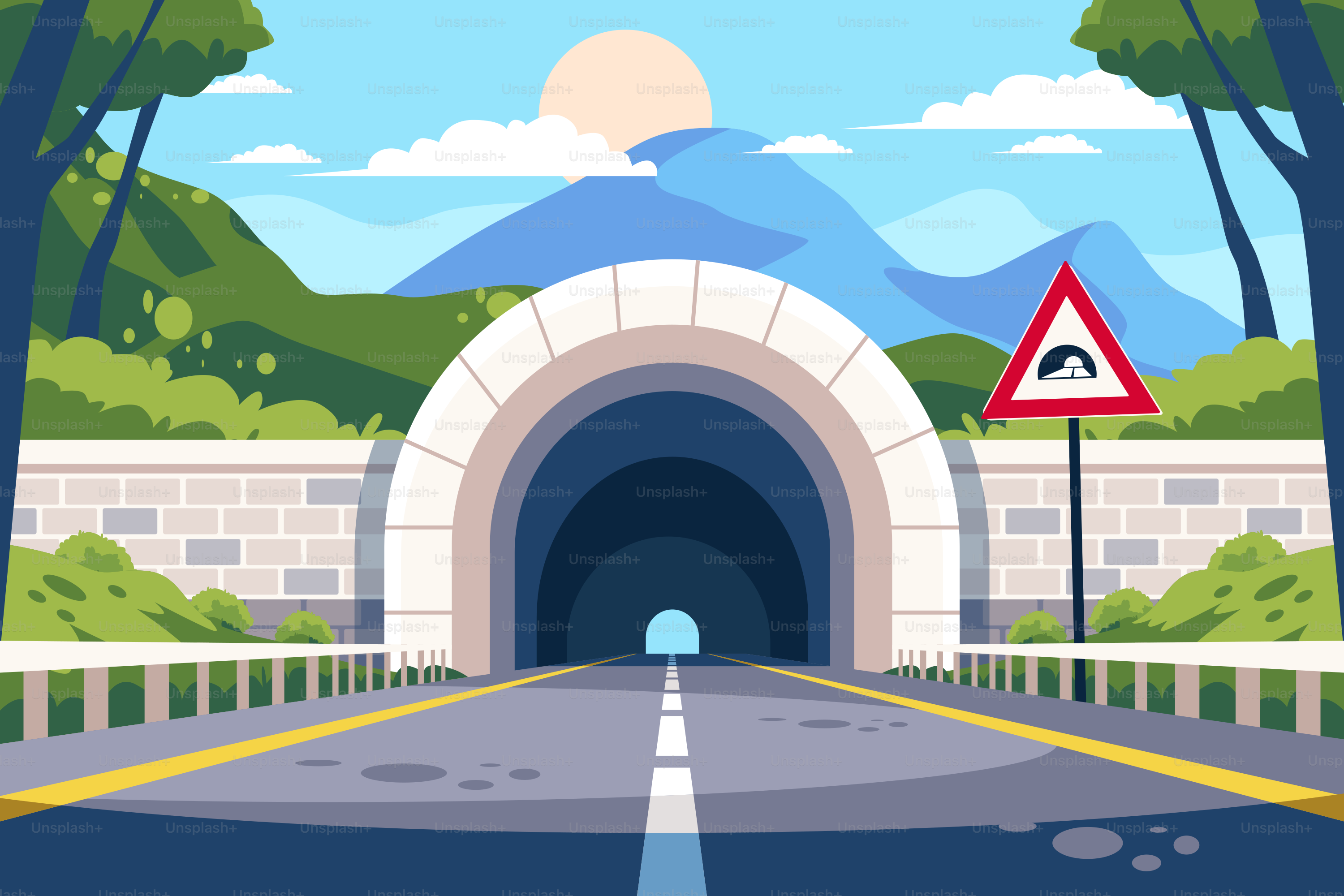 Eine Straße, die in einen Tunnel mit Bäumen führt