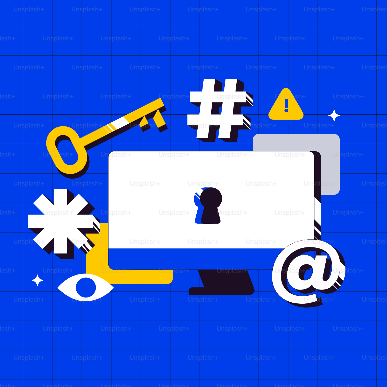 A computer screen with a key on it