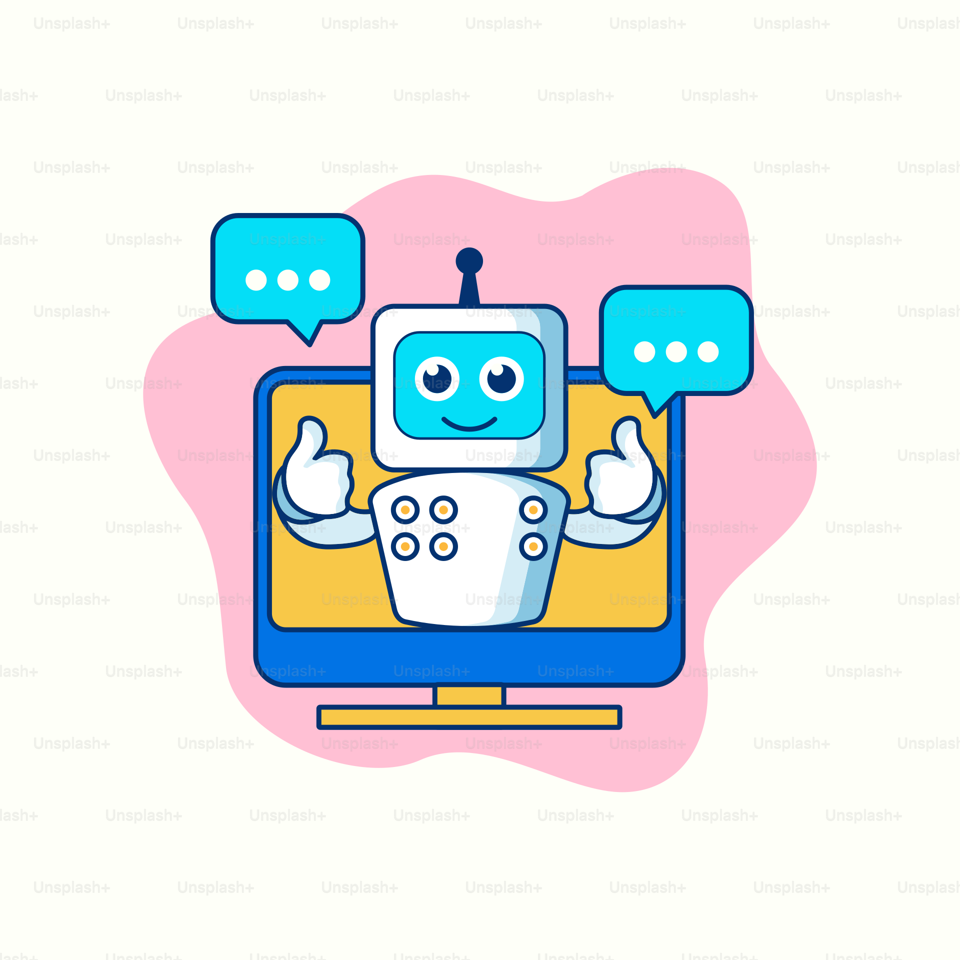 A cartoon robot is on a television screen