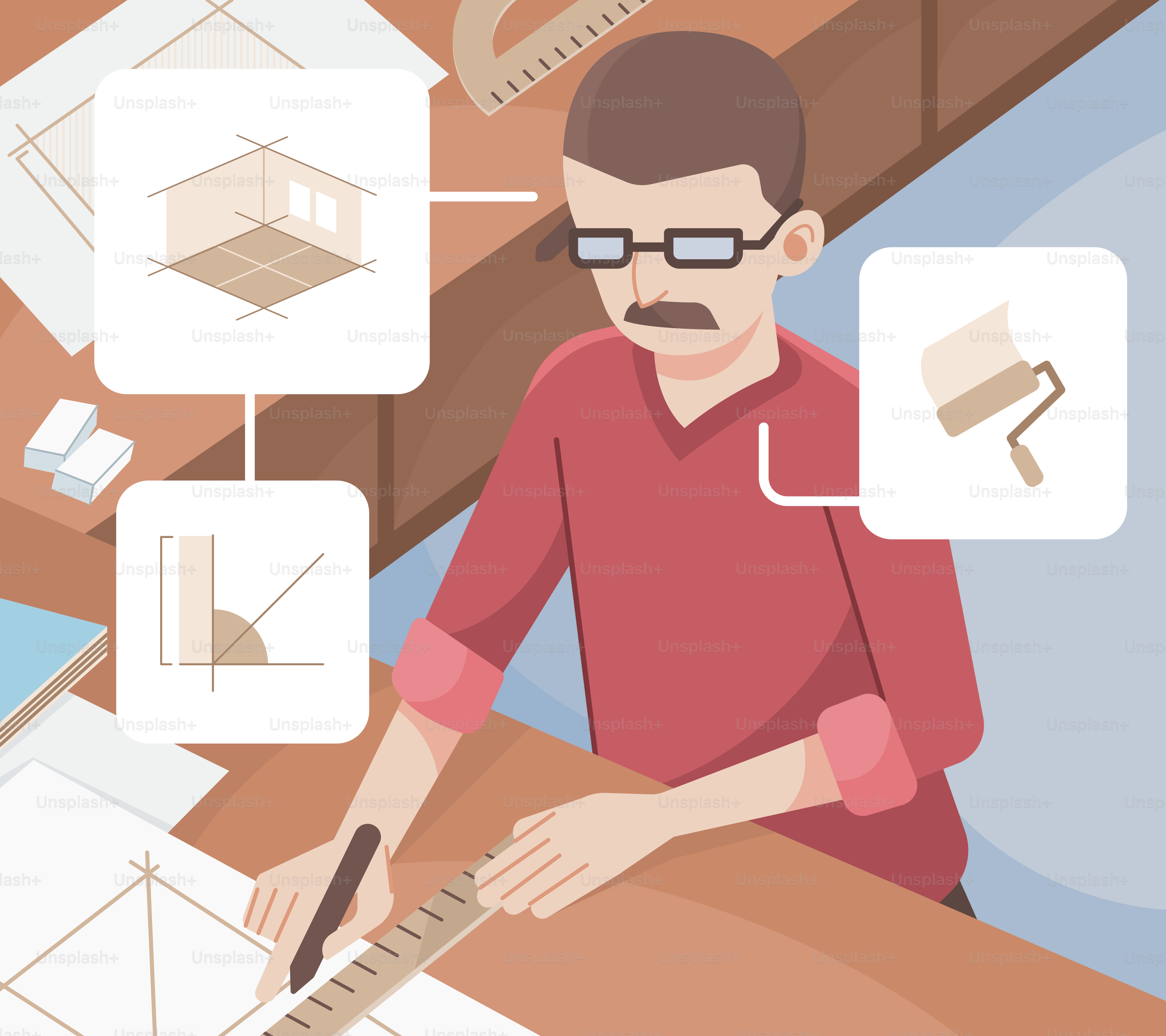 A man sitting at a table working on a project