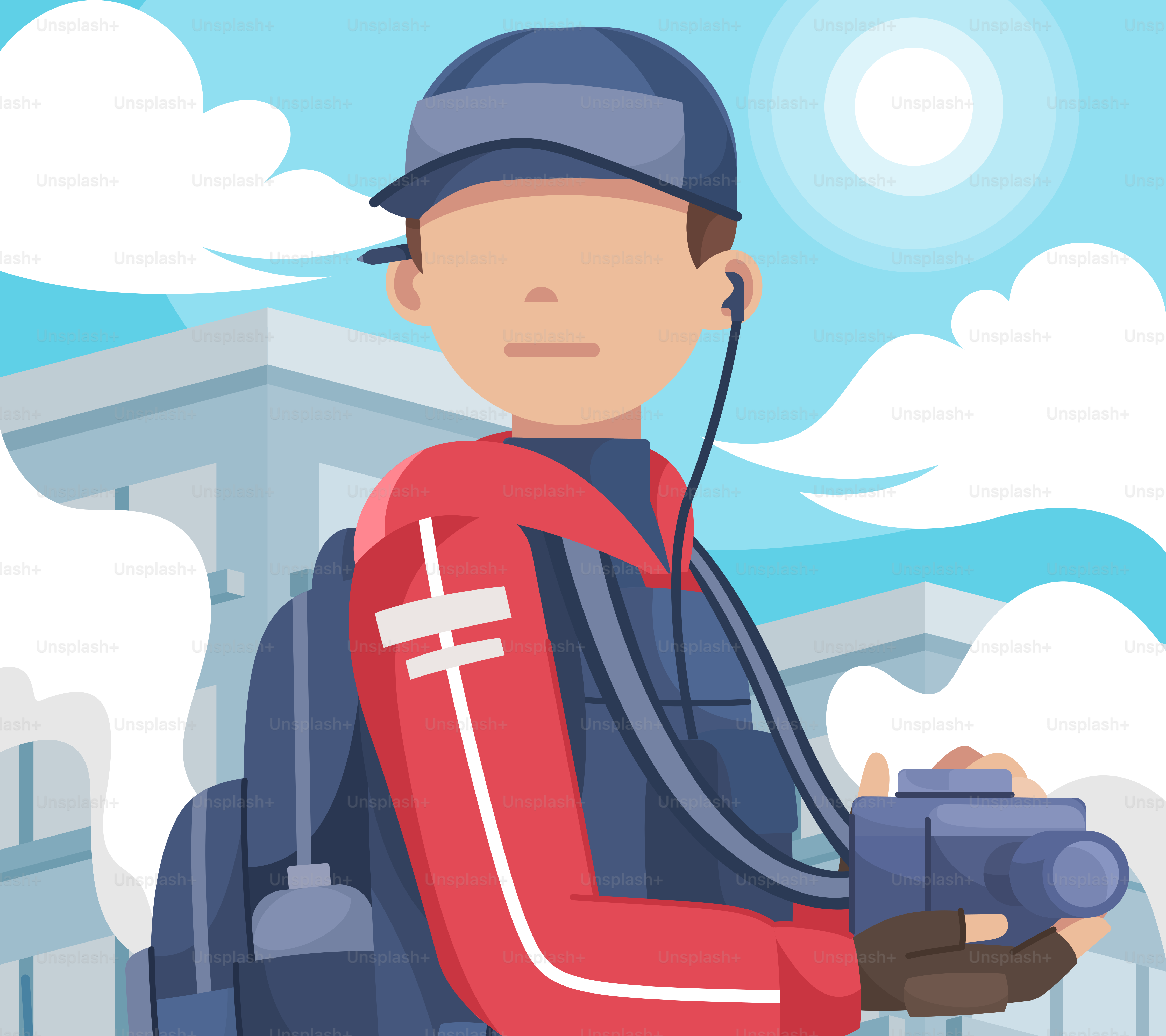 A man with a backpack and a camera