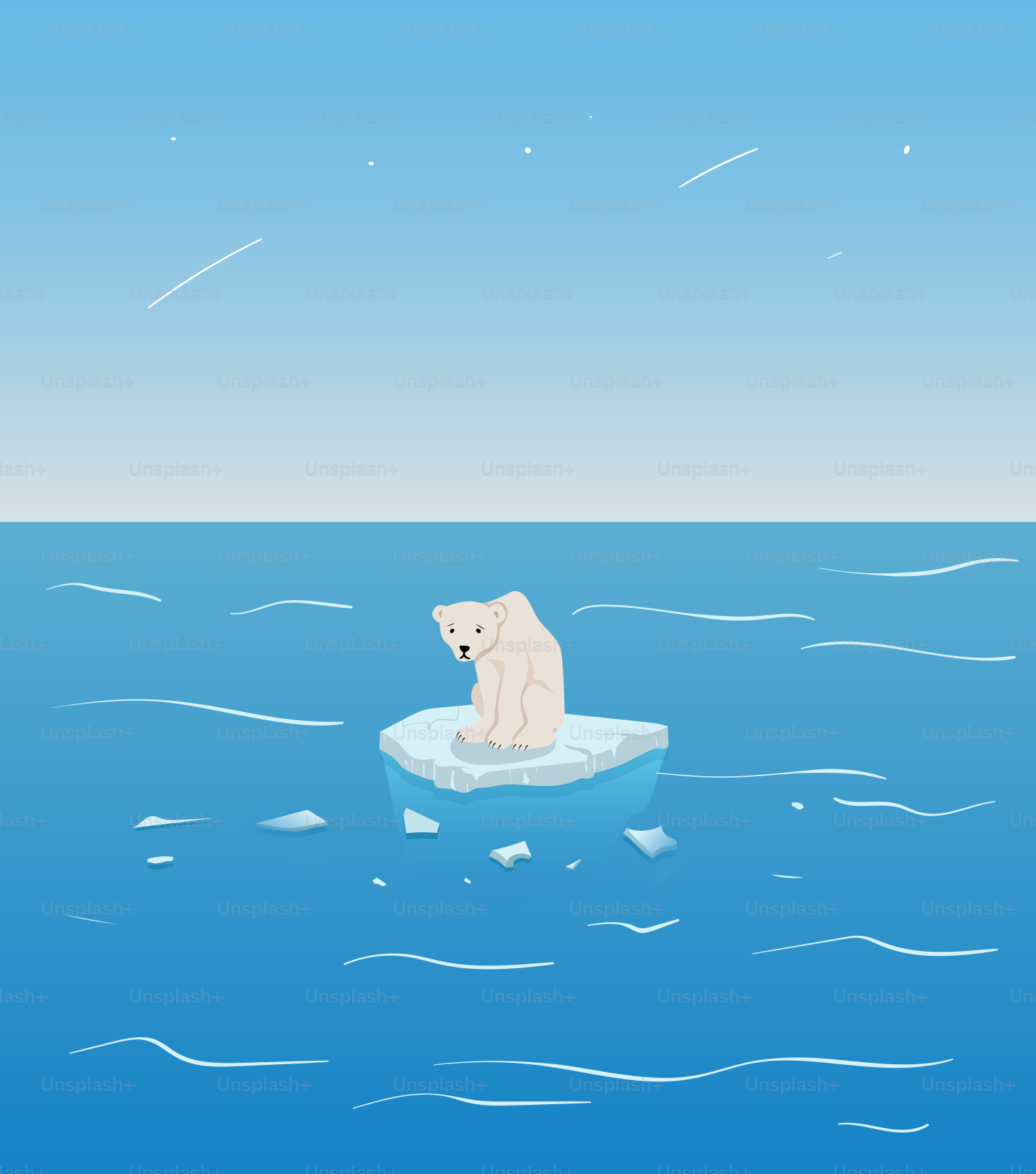A polar bear sitting on top of an iceberg in the ocean