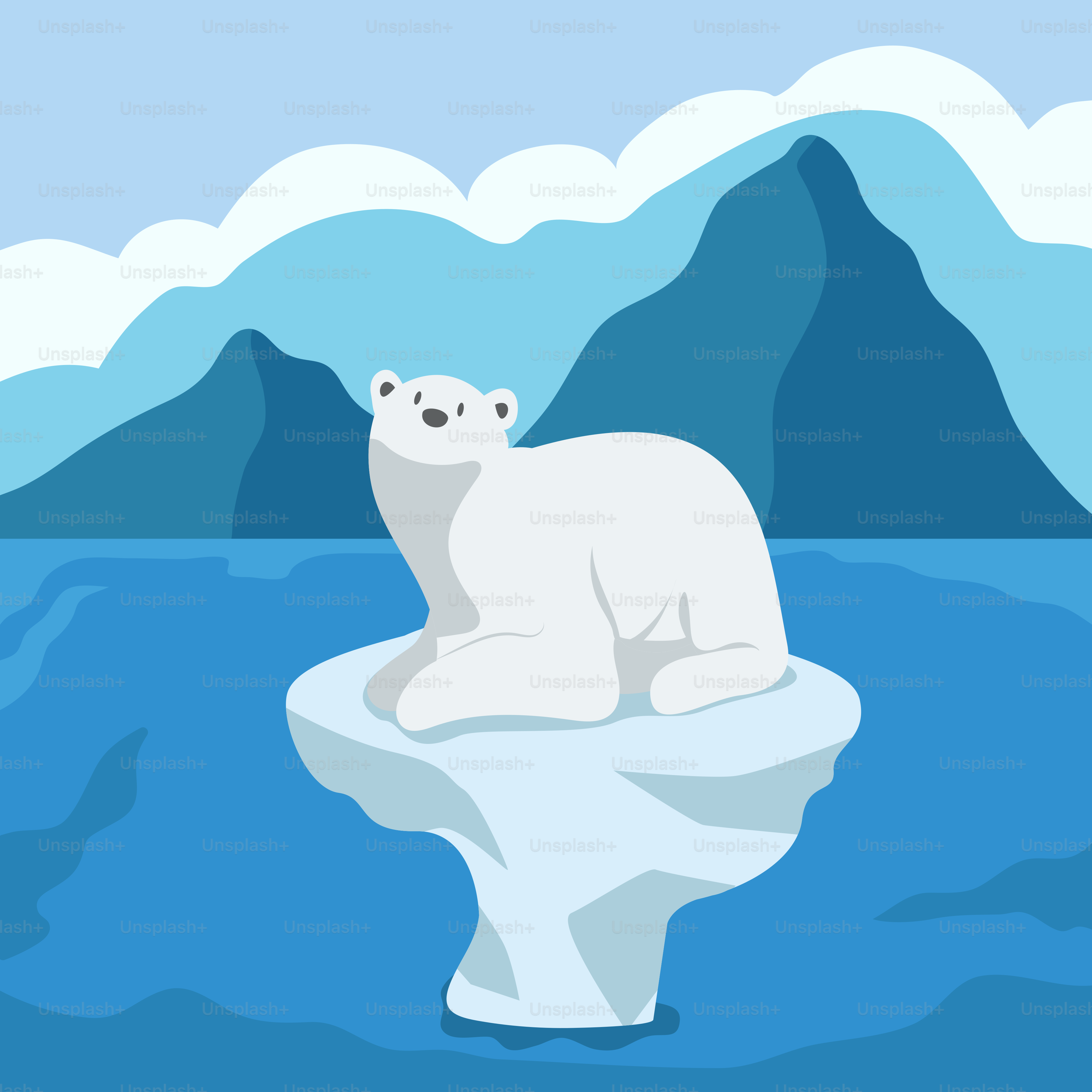 A polar bear sitting on top of an iceberg