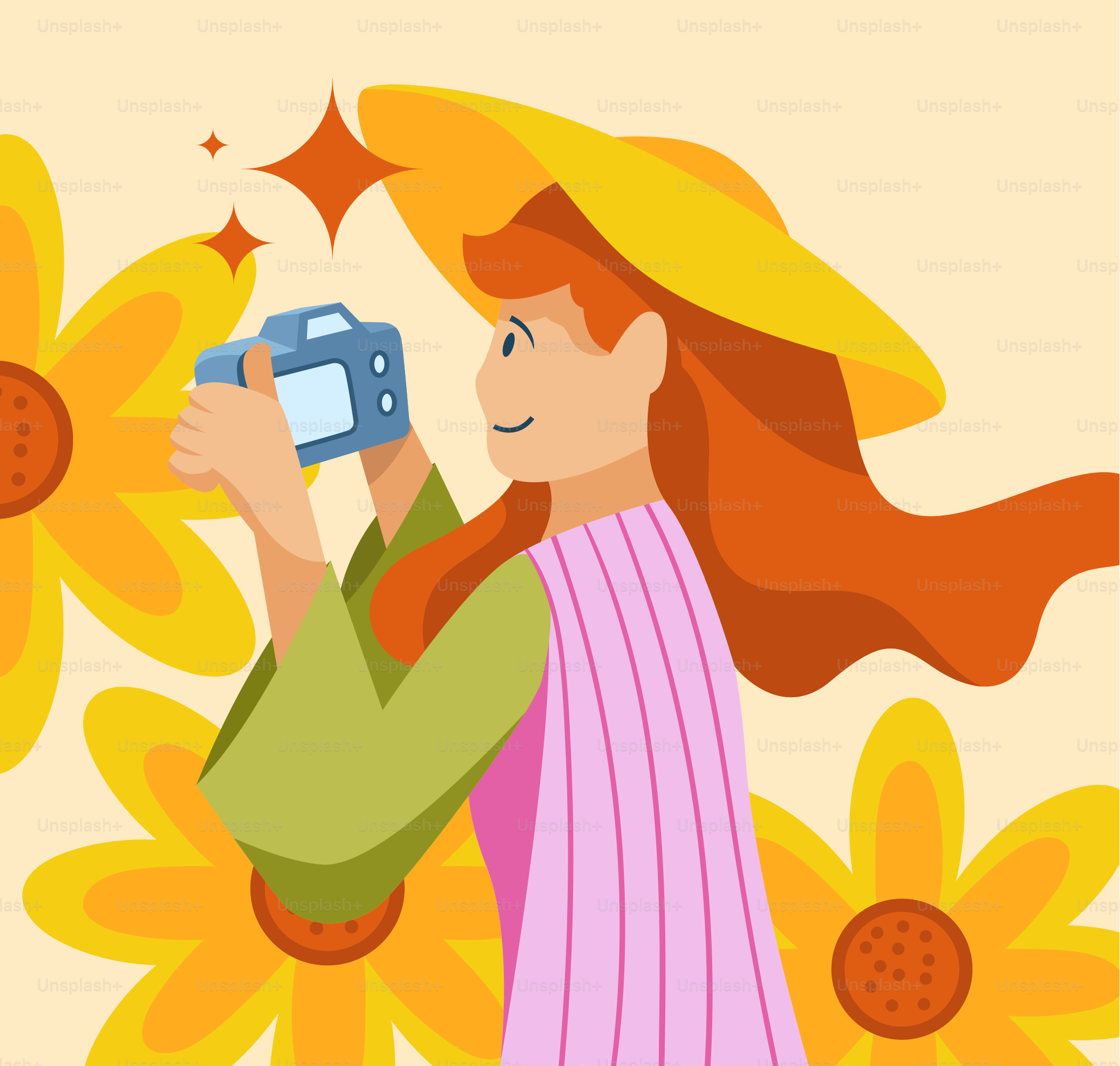 A woman taking a picture of a flower with a camera