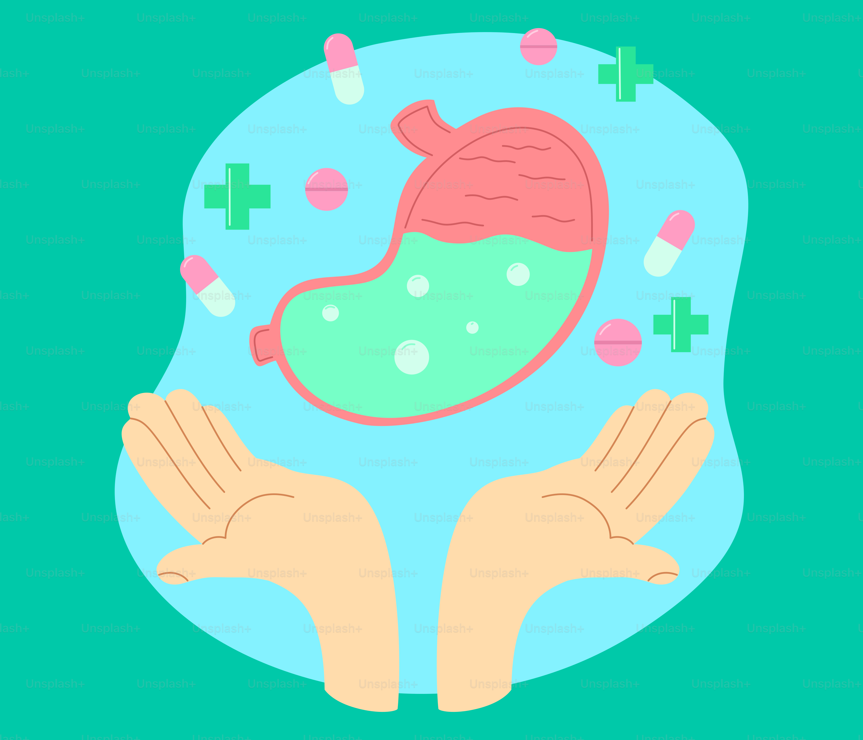 Two hands holding a green substance in the middle of a green background