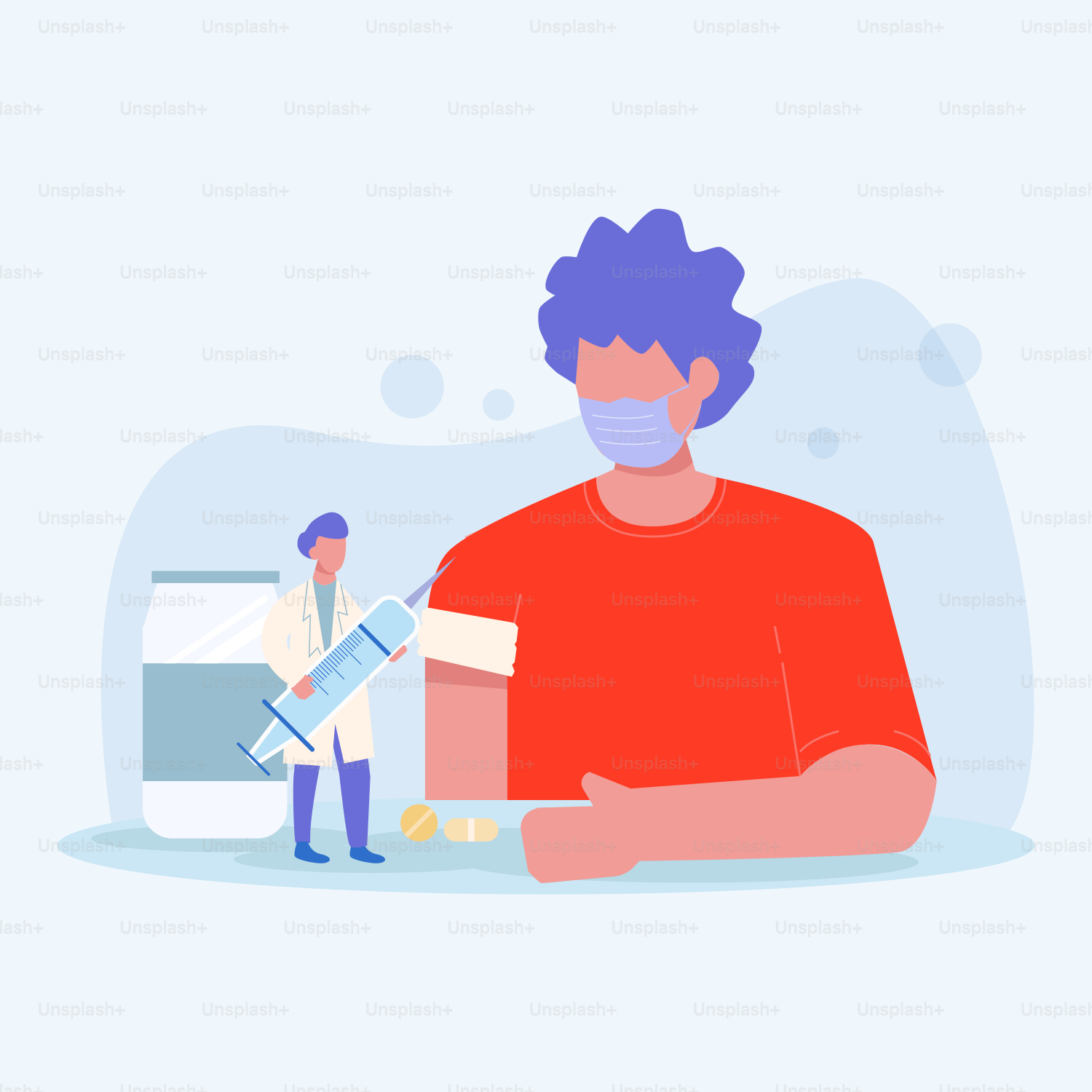 A man wearing a face mask sitting on the floor