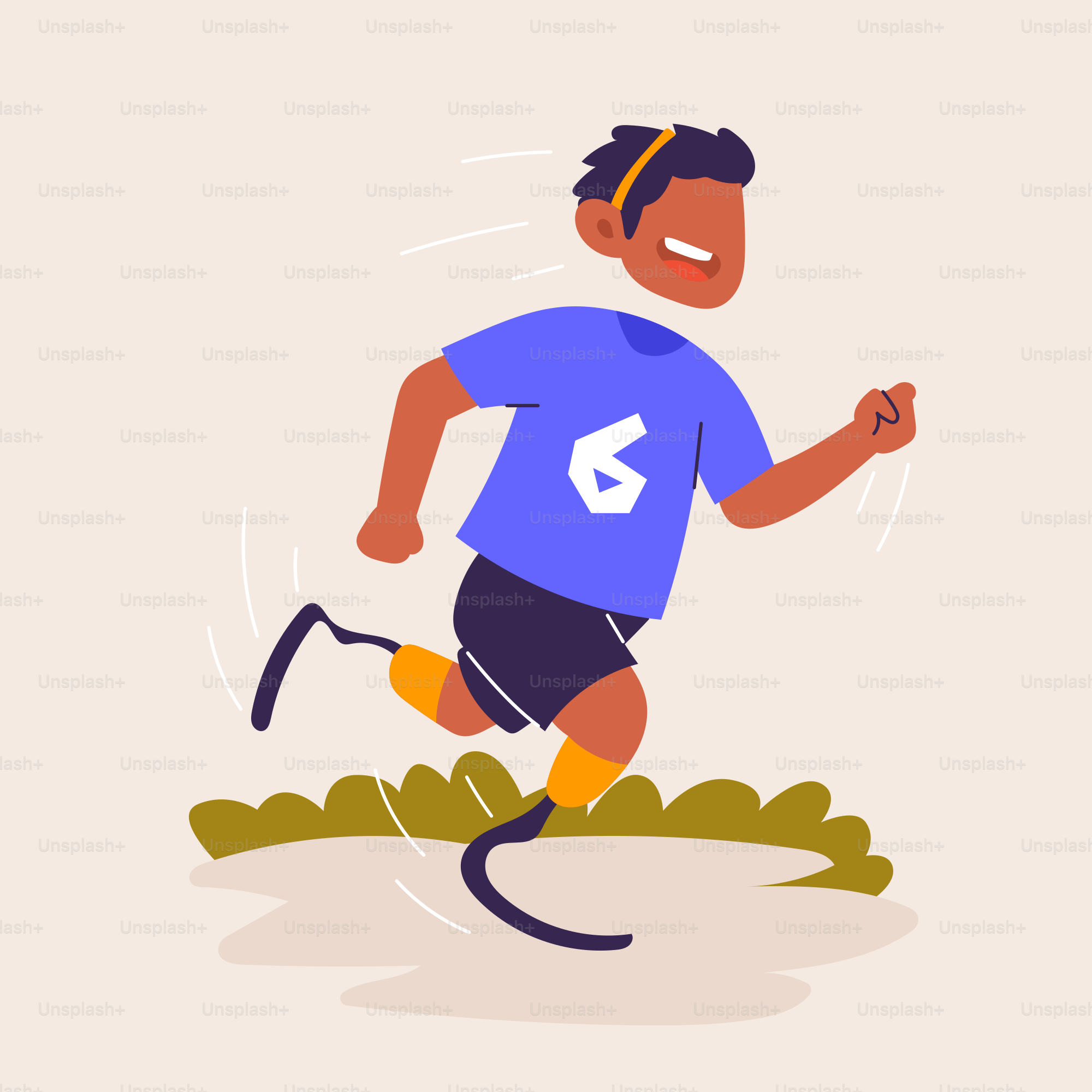 A cartoon of a man running in a blue shirt