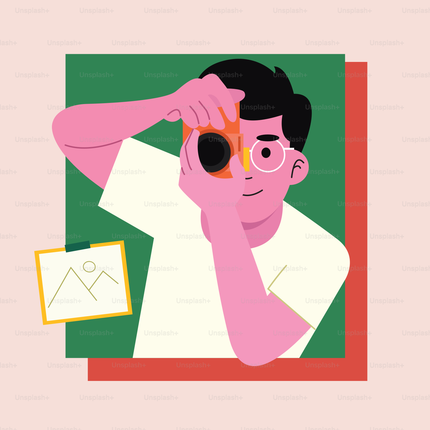 A man looking through a pair of glasses