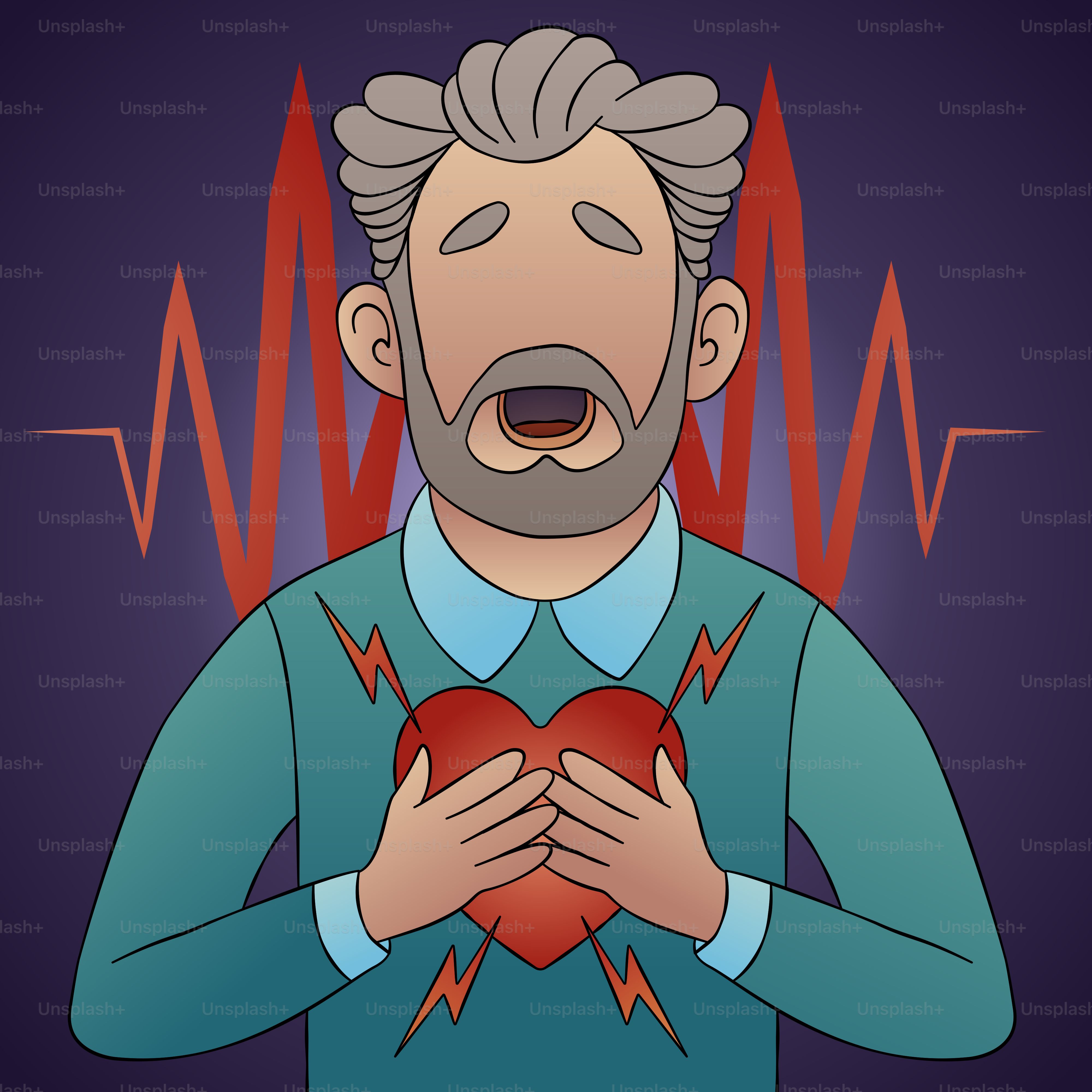 A man with a beard holding a heart