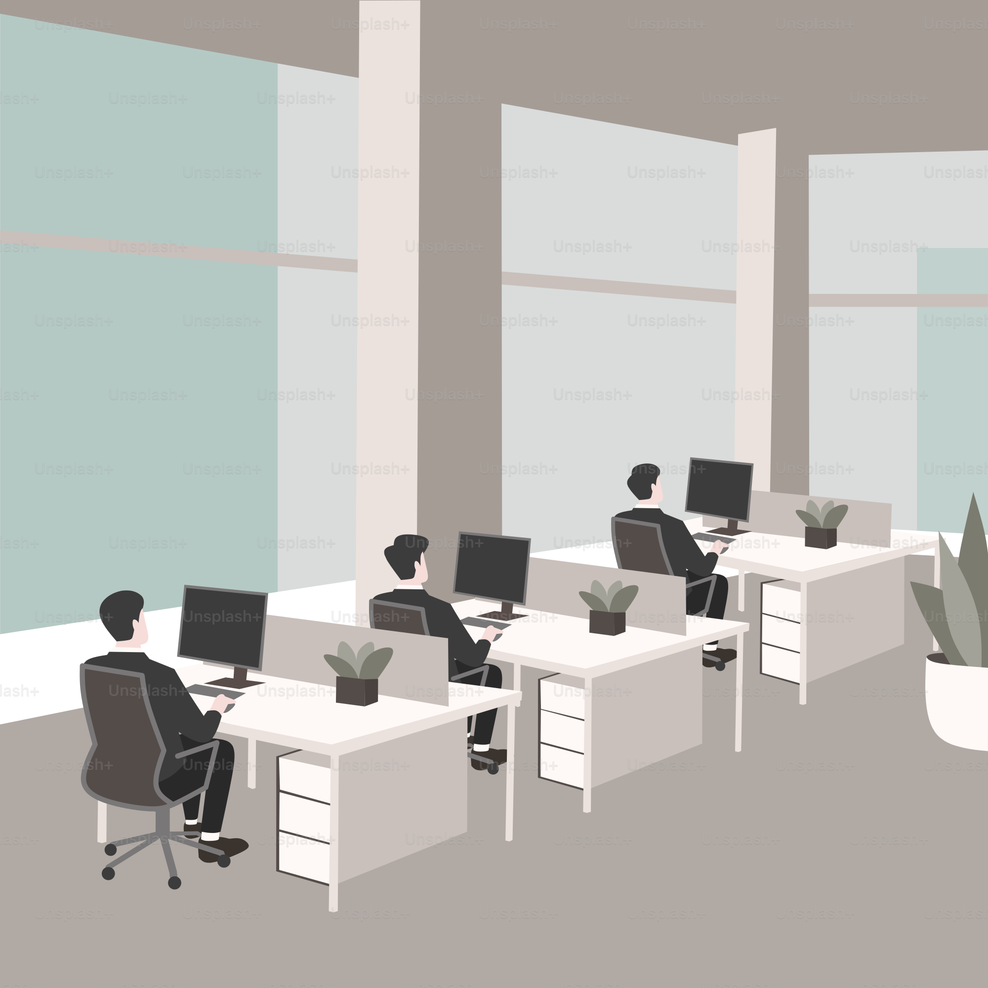 A room filled with lots of desks and computers