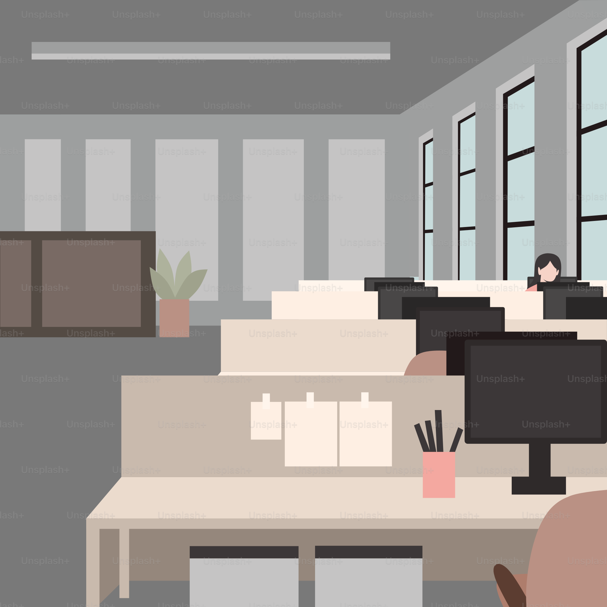 A room filled with lots of desks and chairs